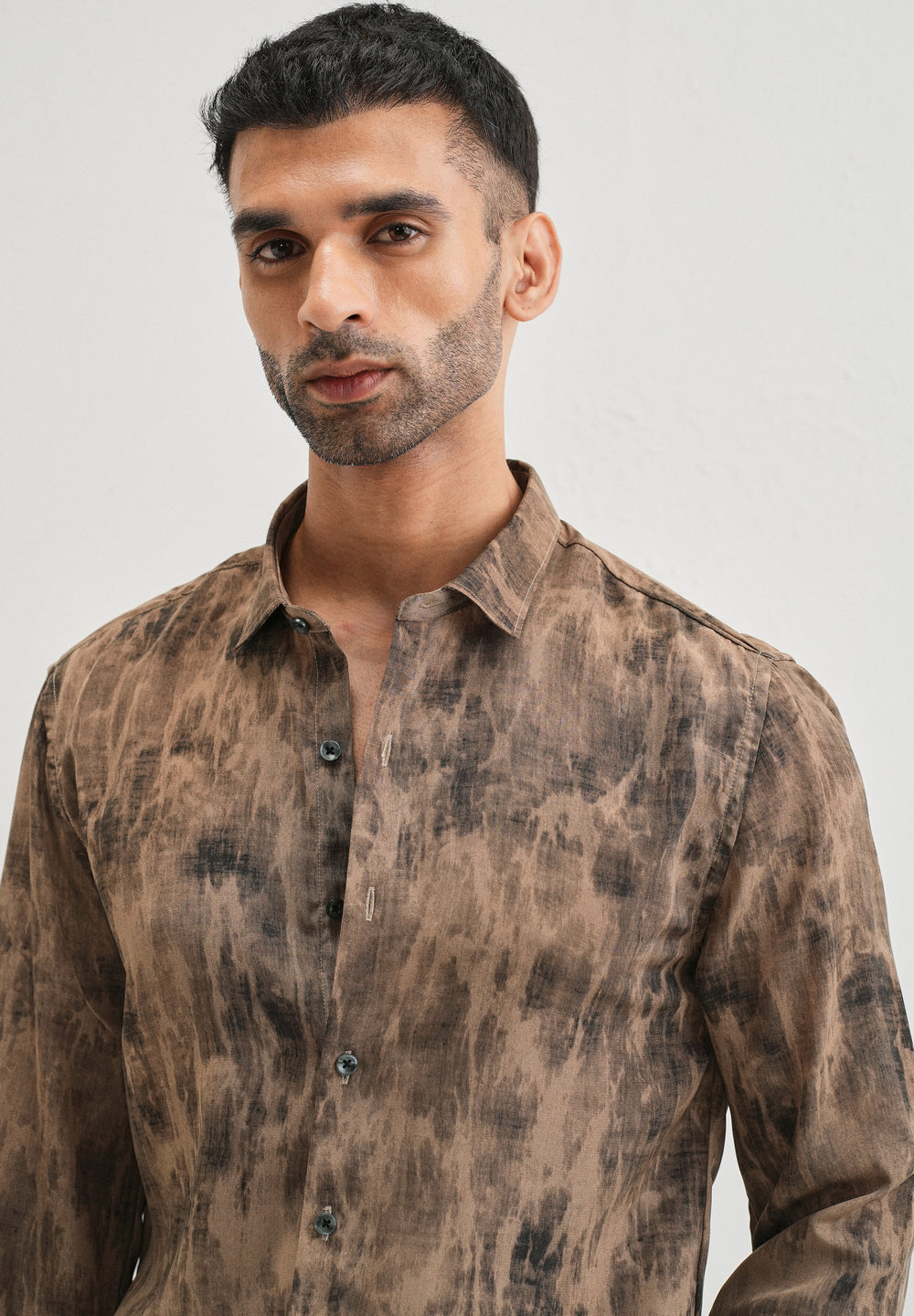 Brown Multi Tone Abstract Printed Shirt