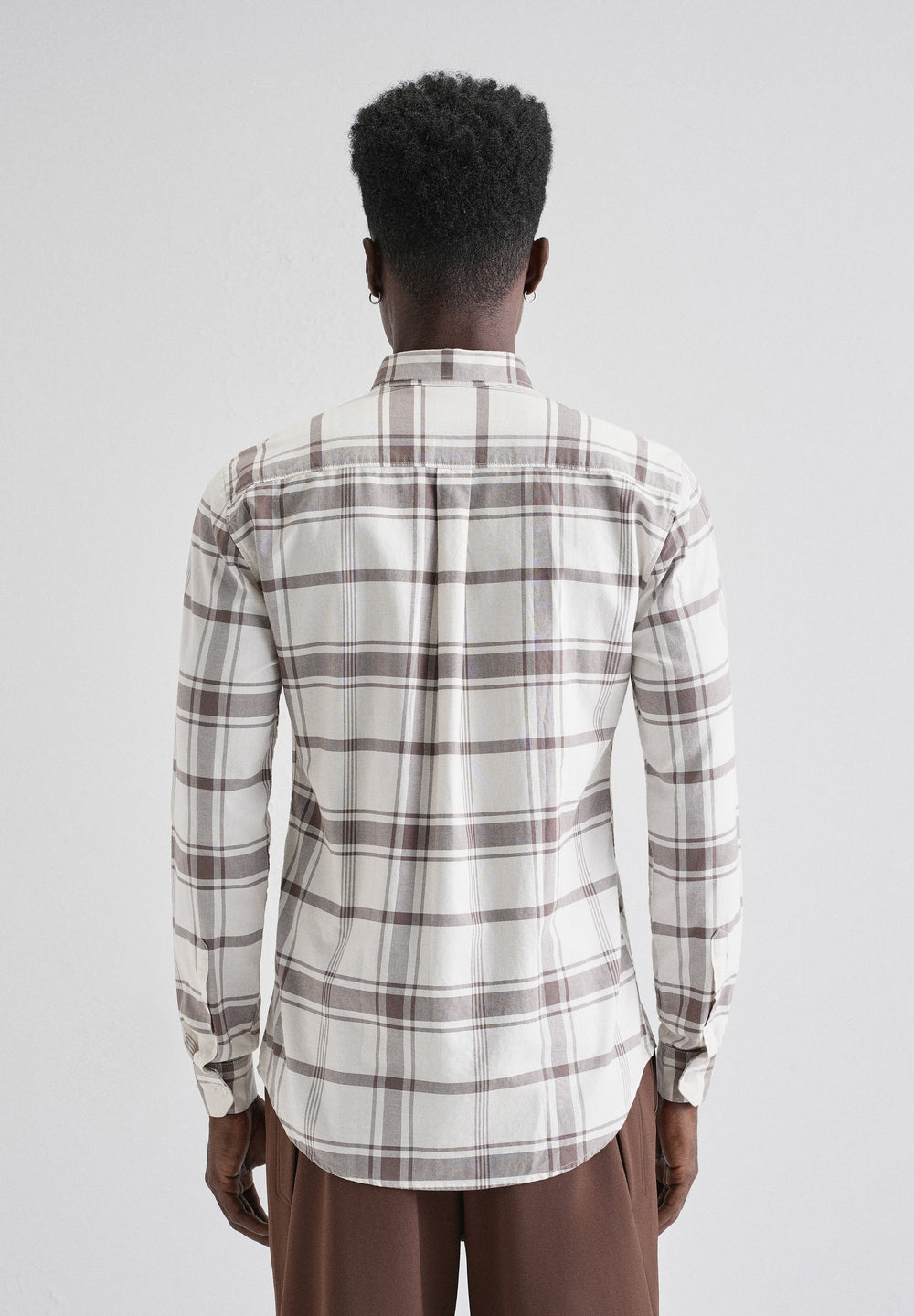 Brown Oxford Cotton Check Shirt