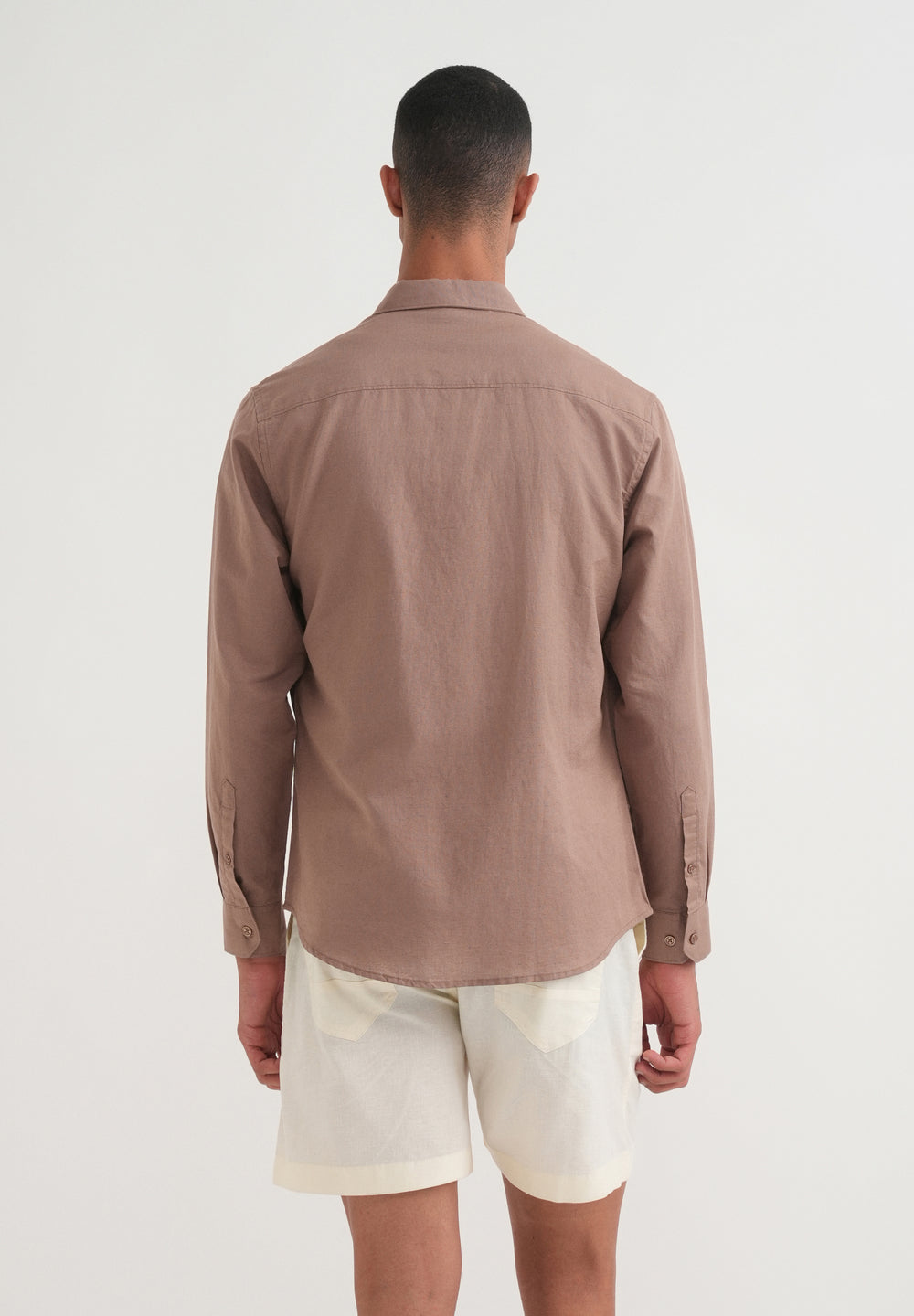 Brown Paisley Embroidery Shirt