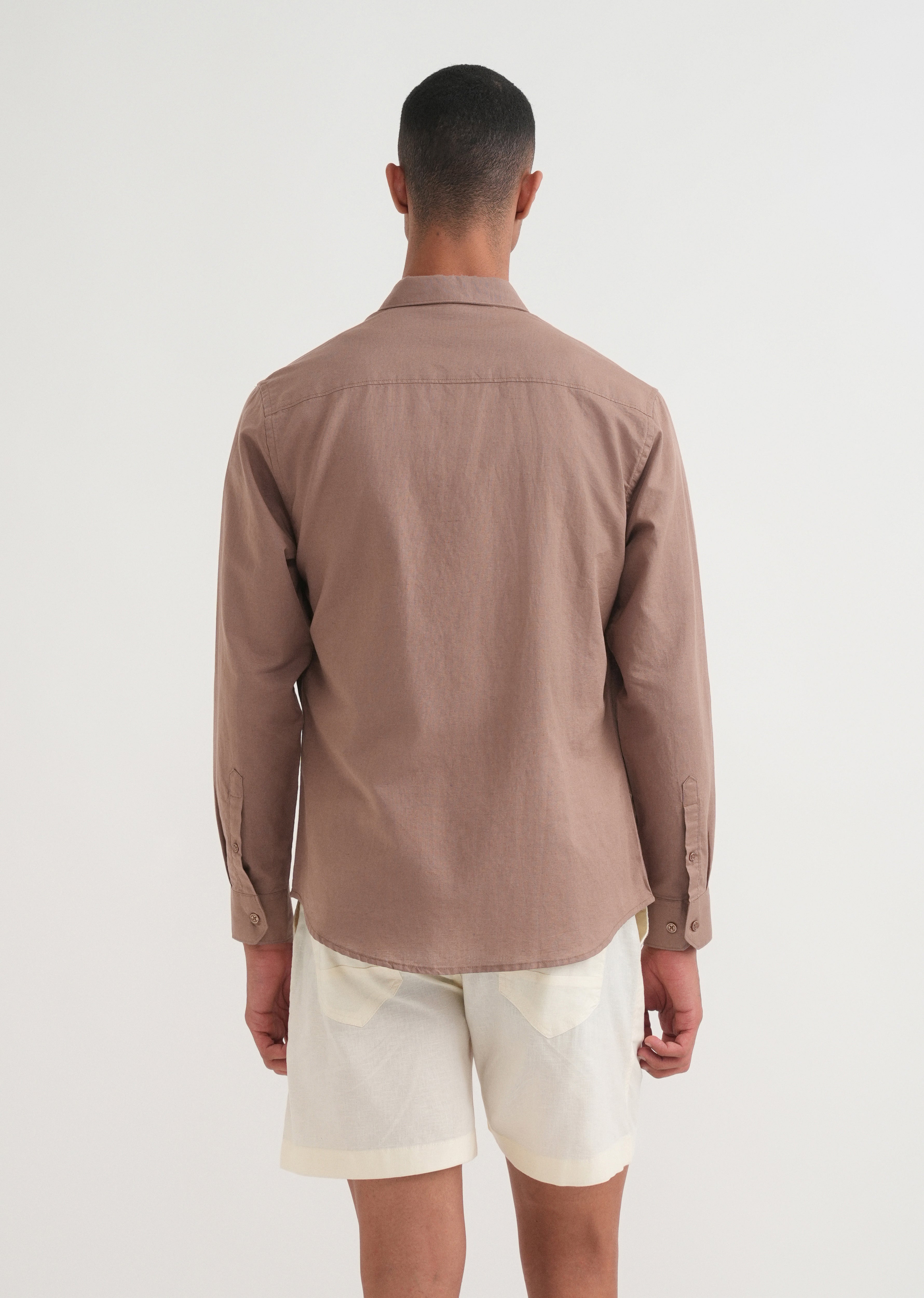 Brown Paisley Embroidery Shirt