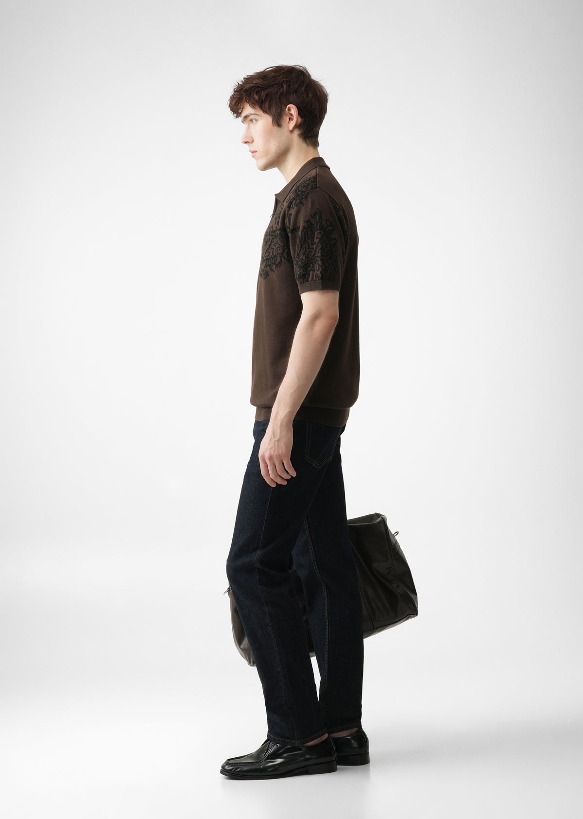Brown Paisley Quarter Zipper Polo