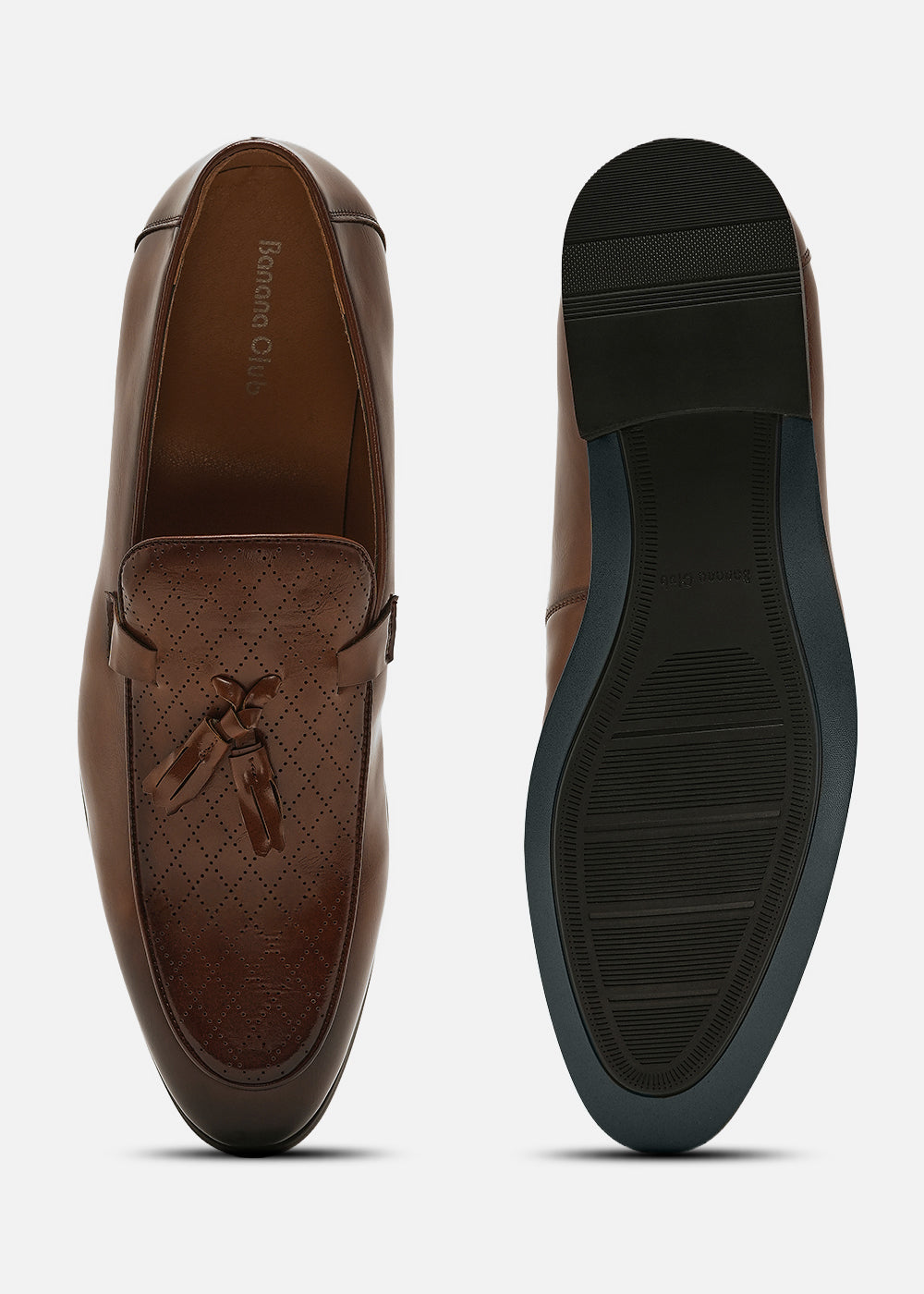 Brown Perforated Tassel Loafers