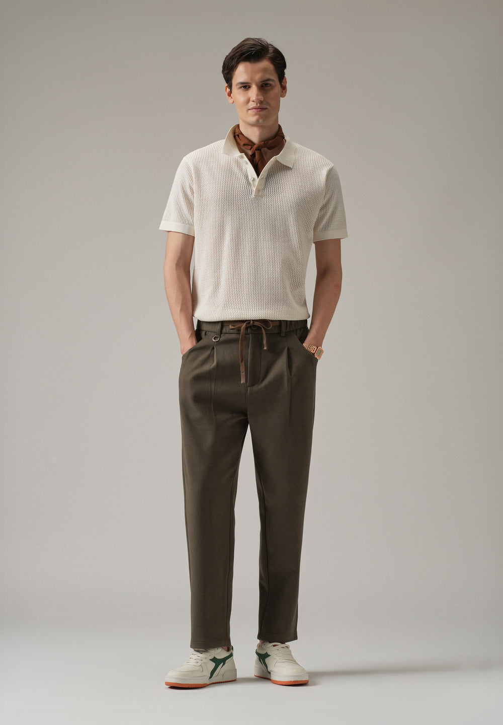 Brown Pin Stripe Suede Pant