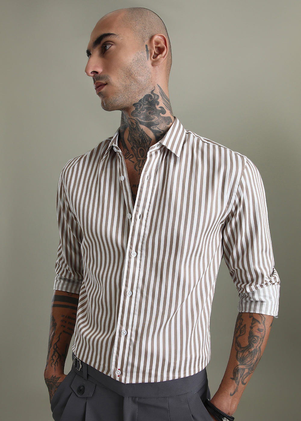 Brown Pin Stripe Shirt