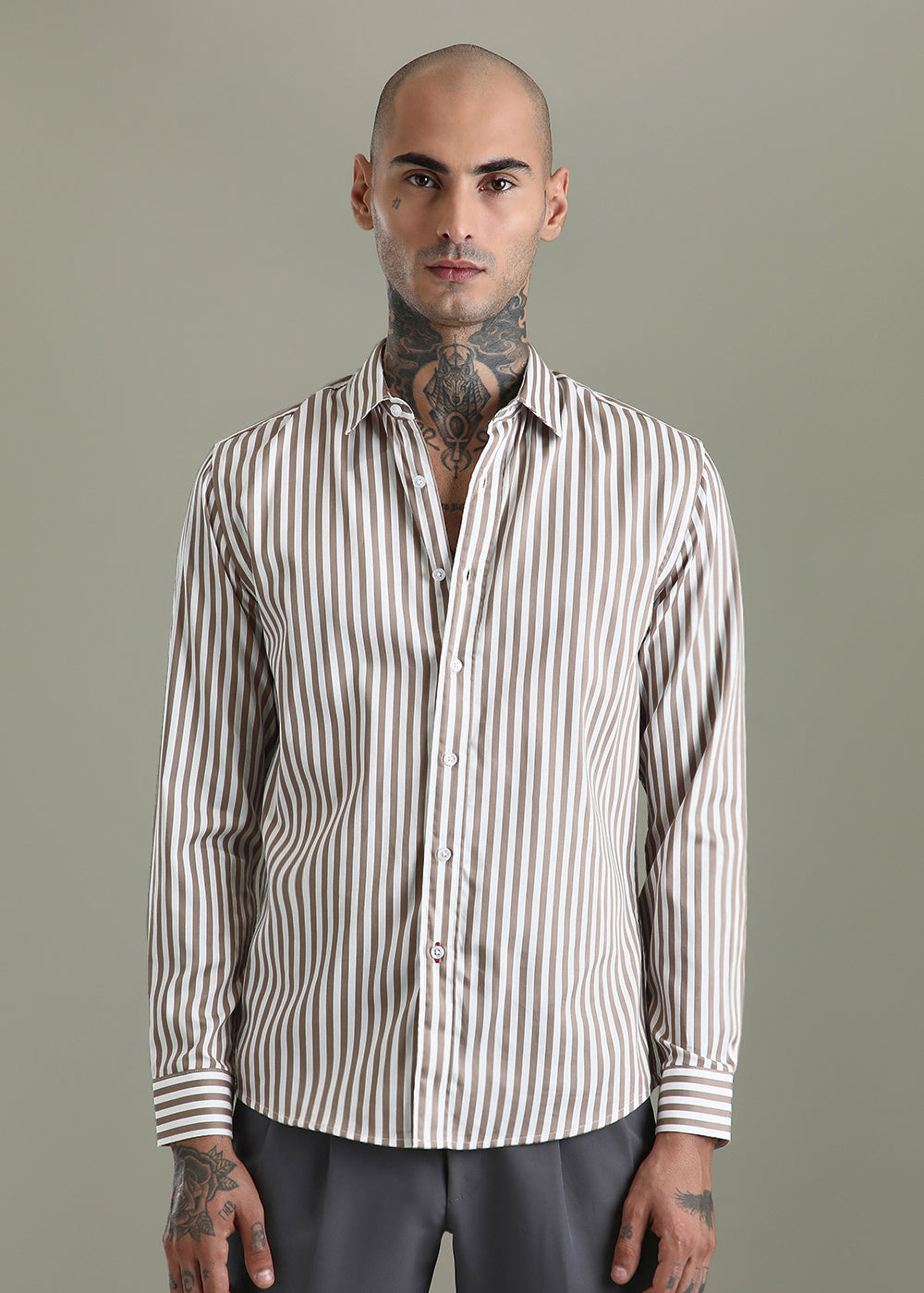 Brown Pin Stripe Shirt