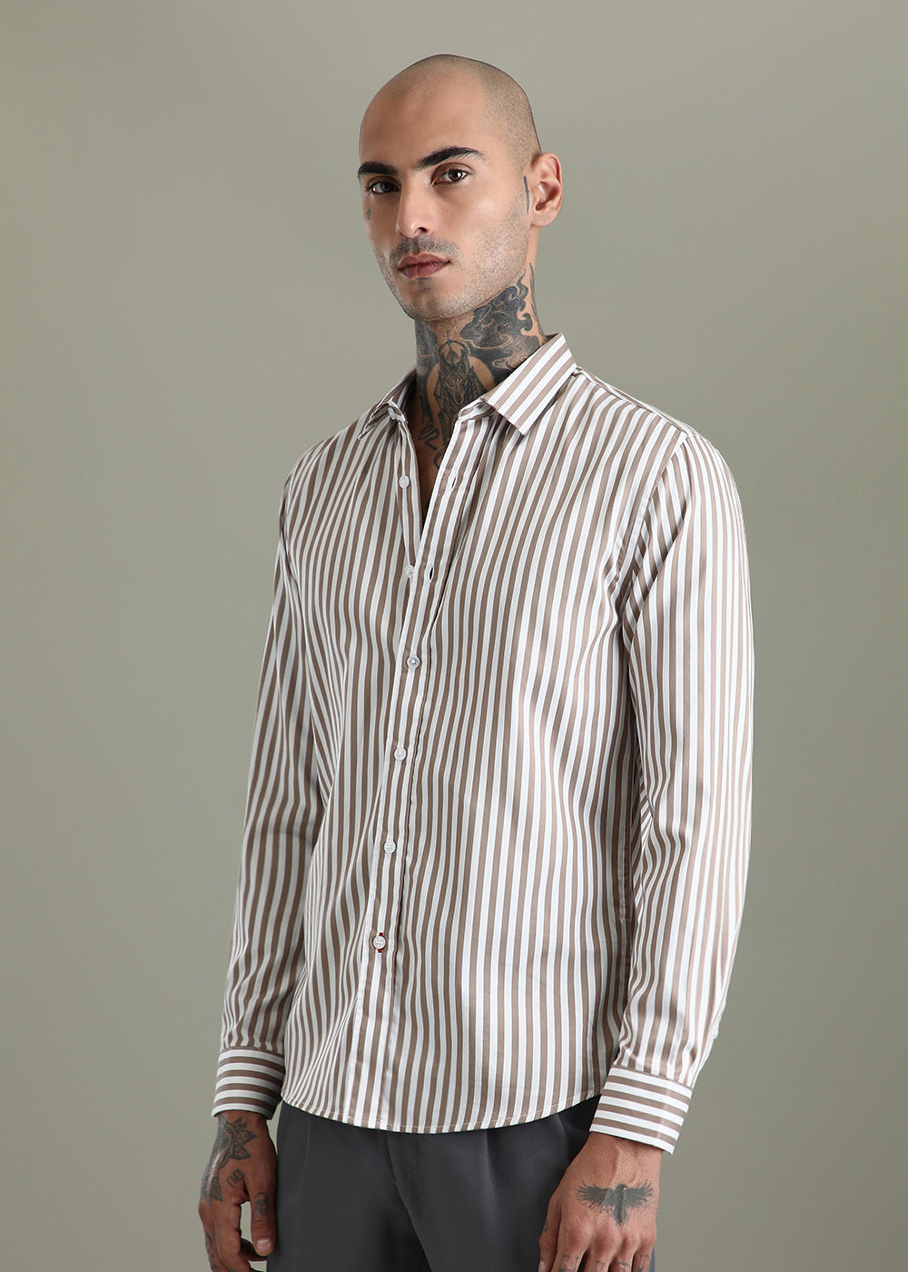 Brown Pin Stripe Shirt