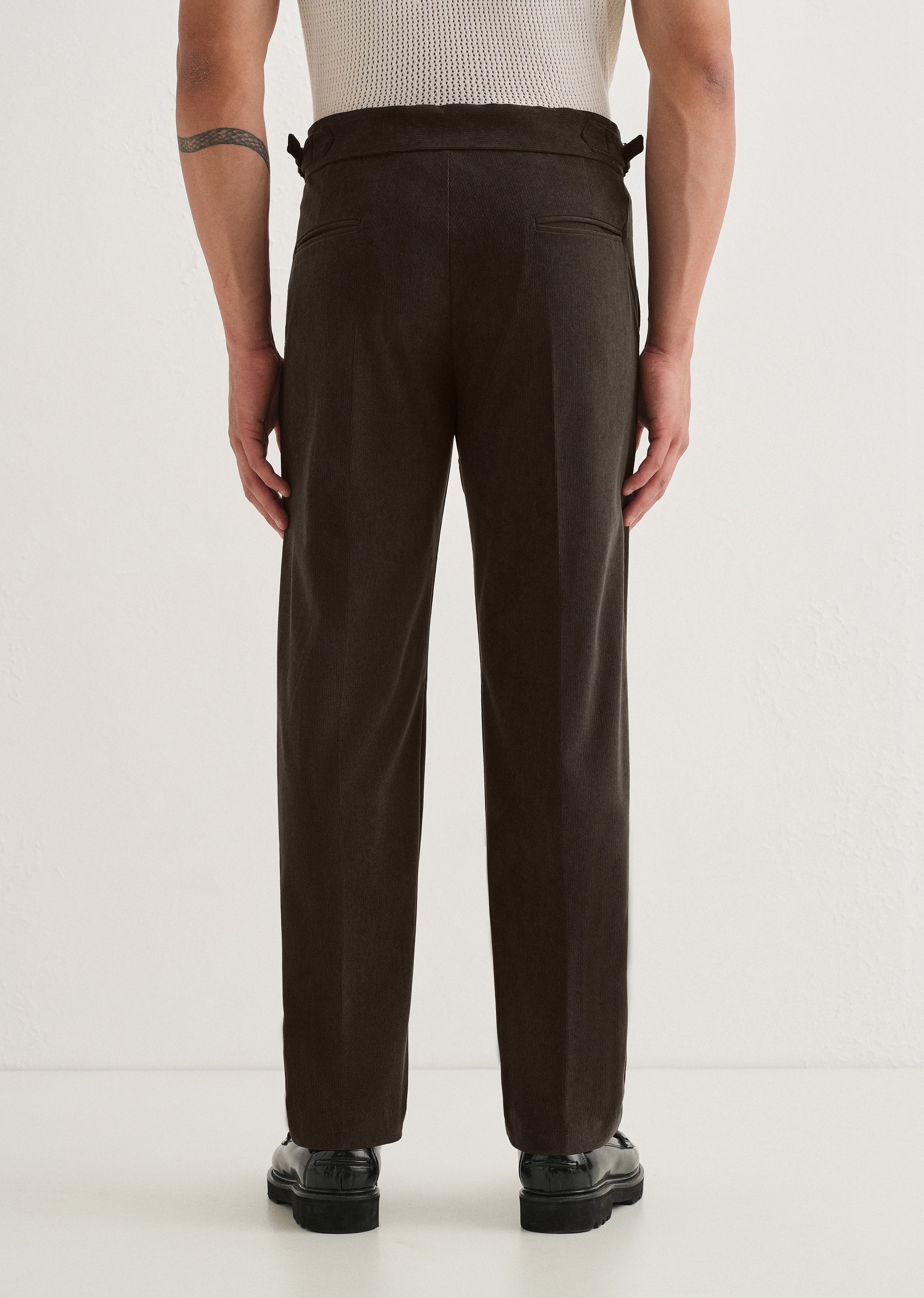 Brown Pleated Corduroy Gurkha Pant