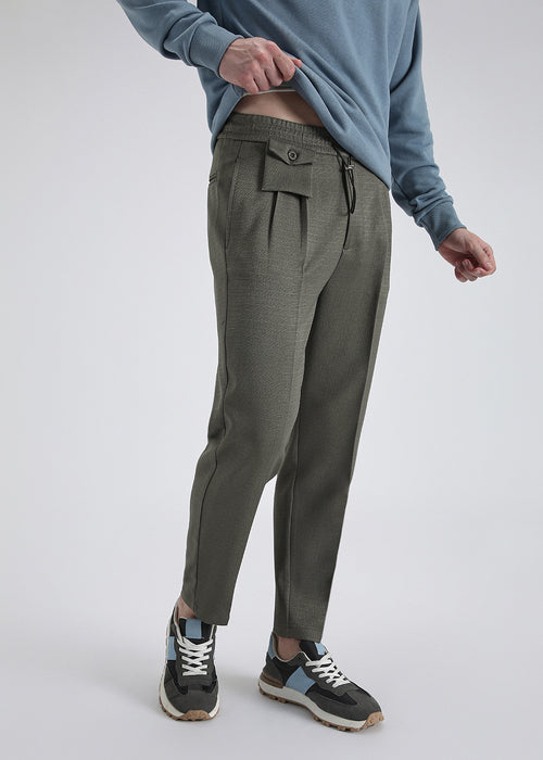 Dark Green Pleated Korean Pant