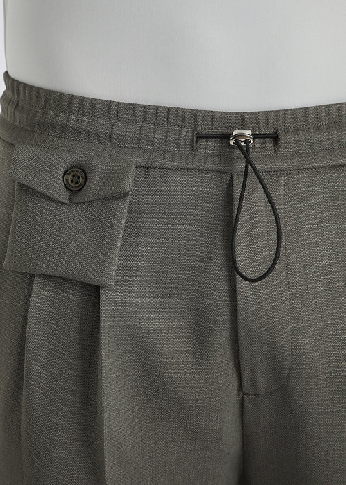 Dark Green Pleated Korean Pant