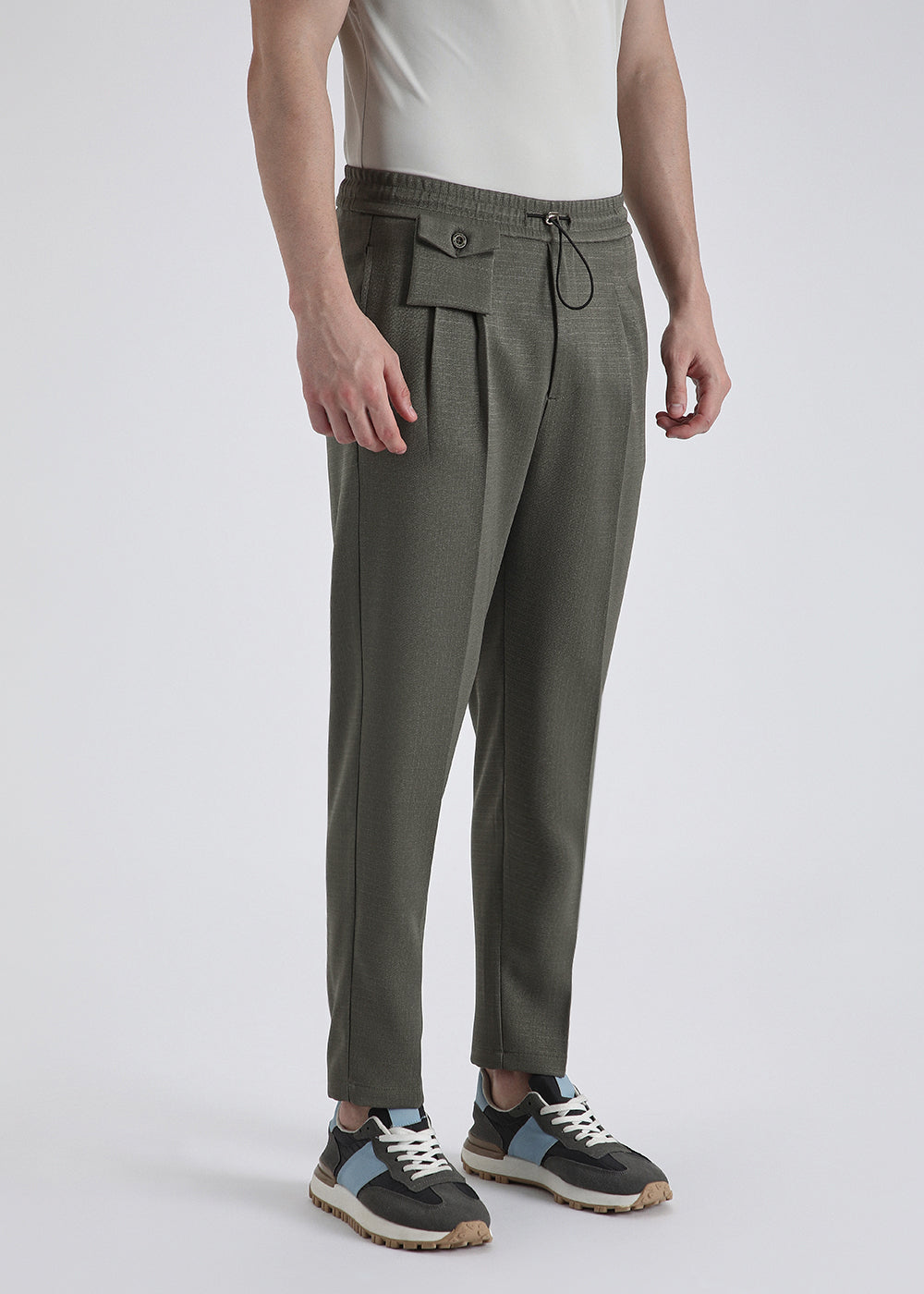 Dark Green Pleated Korean Pant