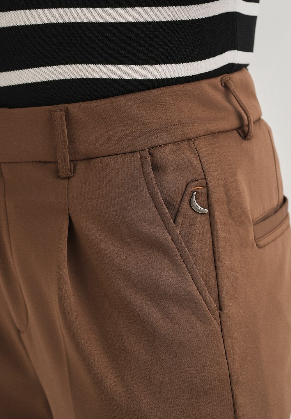 Brown Pleated Relaxed Fit Trousers