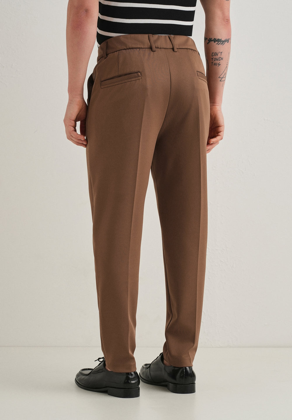 Brown Pleated Relaxed Fit Trousers