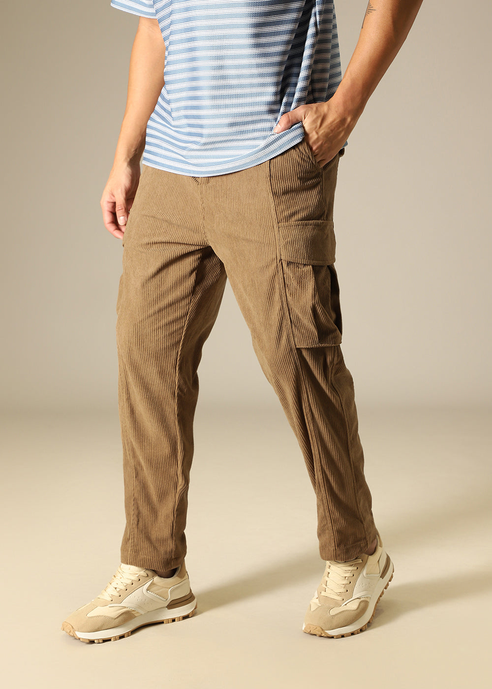 Brown Pocket Cargo Corduroy Pant