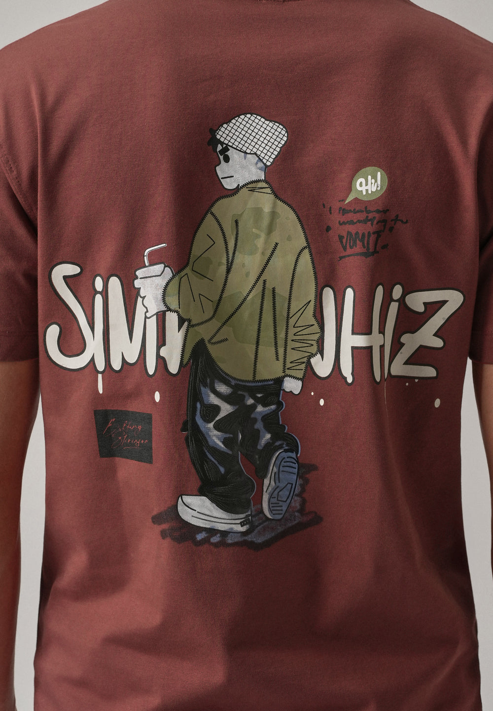 Brown Printed Slim Fit T-Shirt