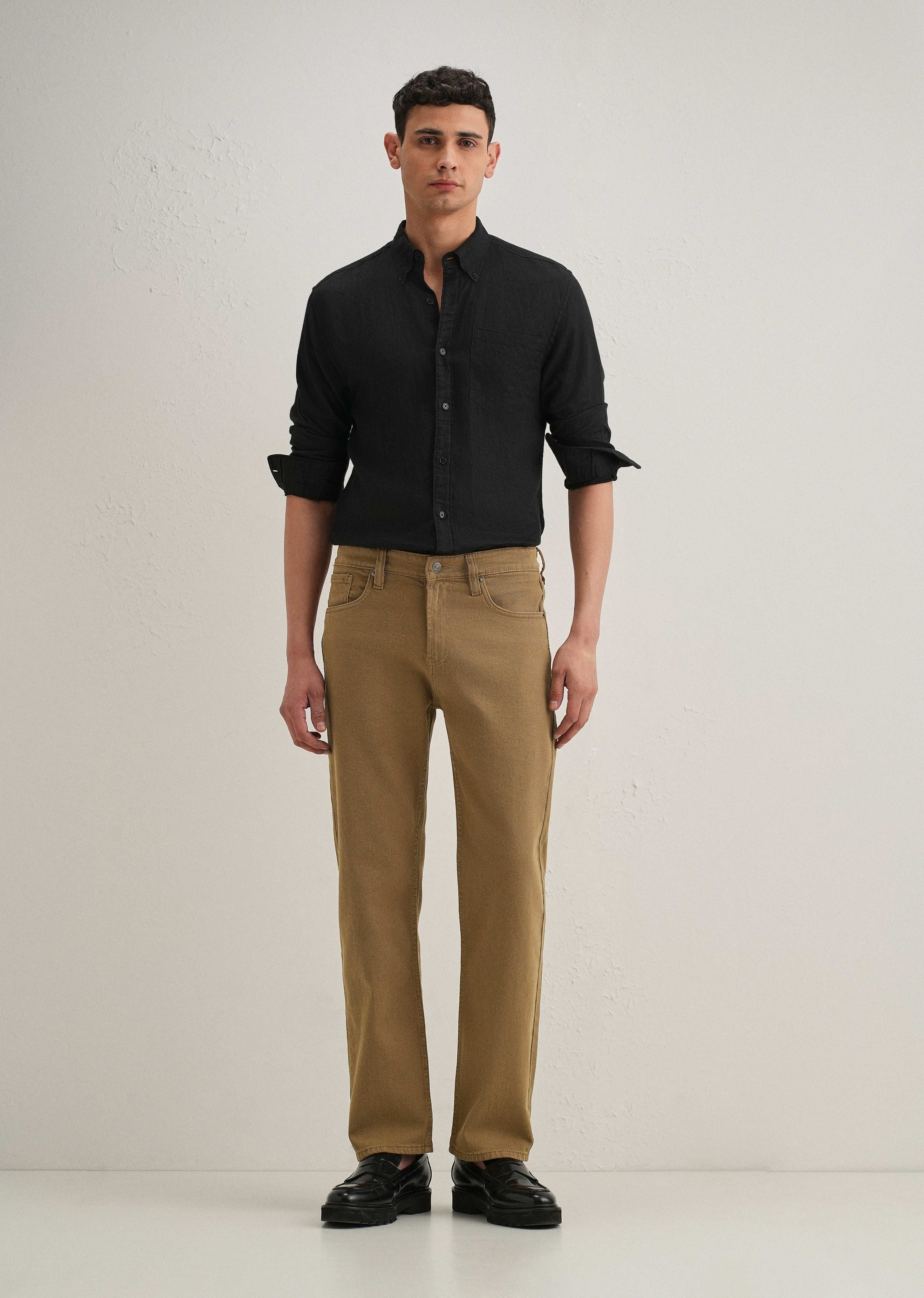 Brown Regular Fit Denim