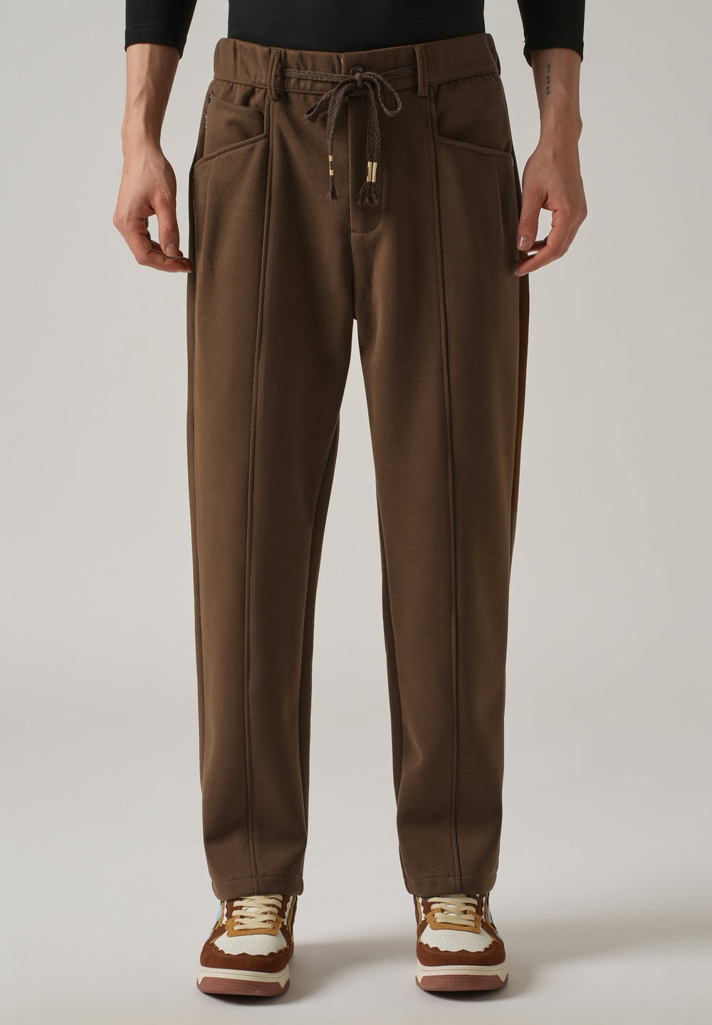 Brown Corduroy Relaxed Fit Drawstring Pant
