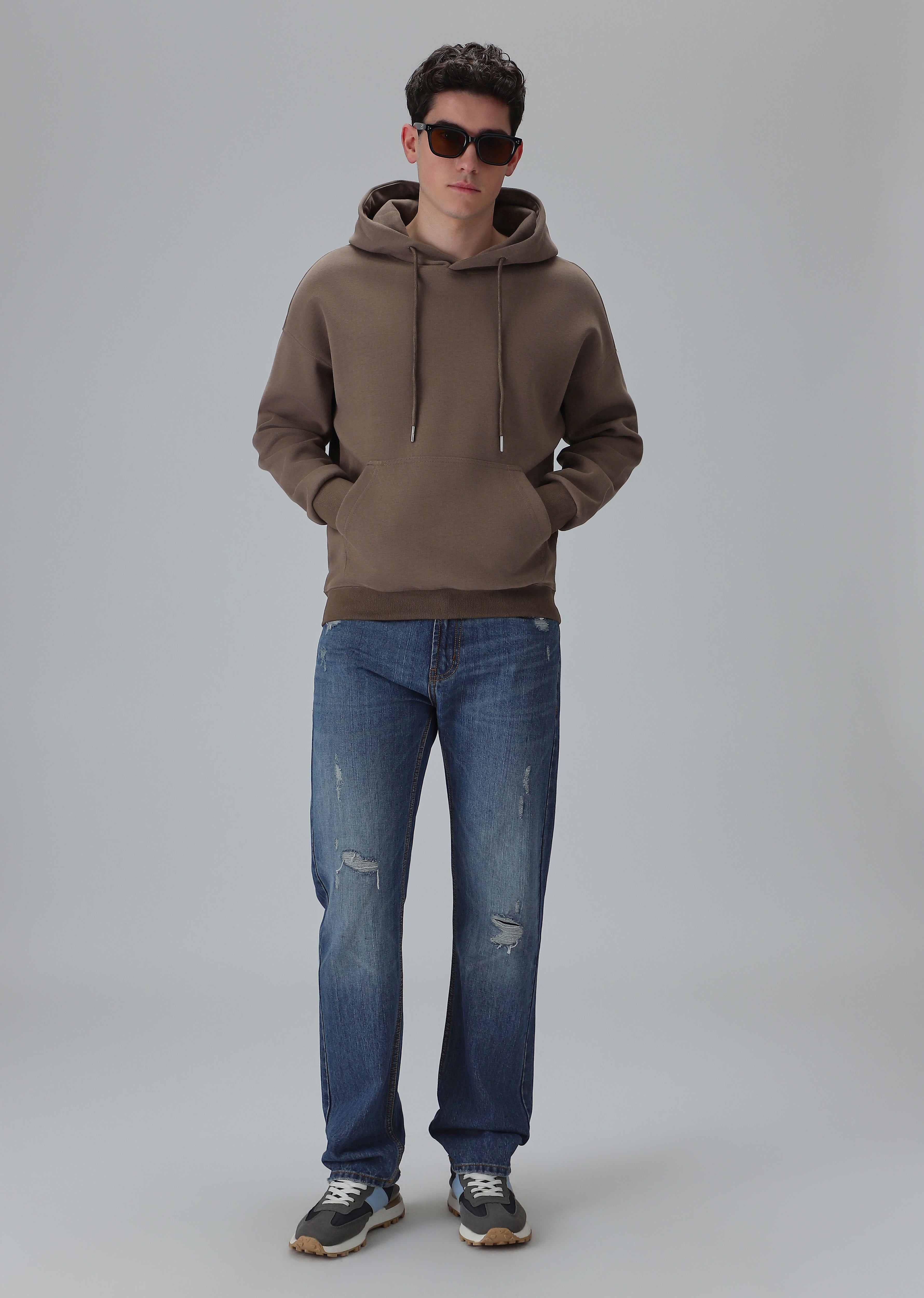 Brown Relaxed Fit Hoodie