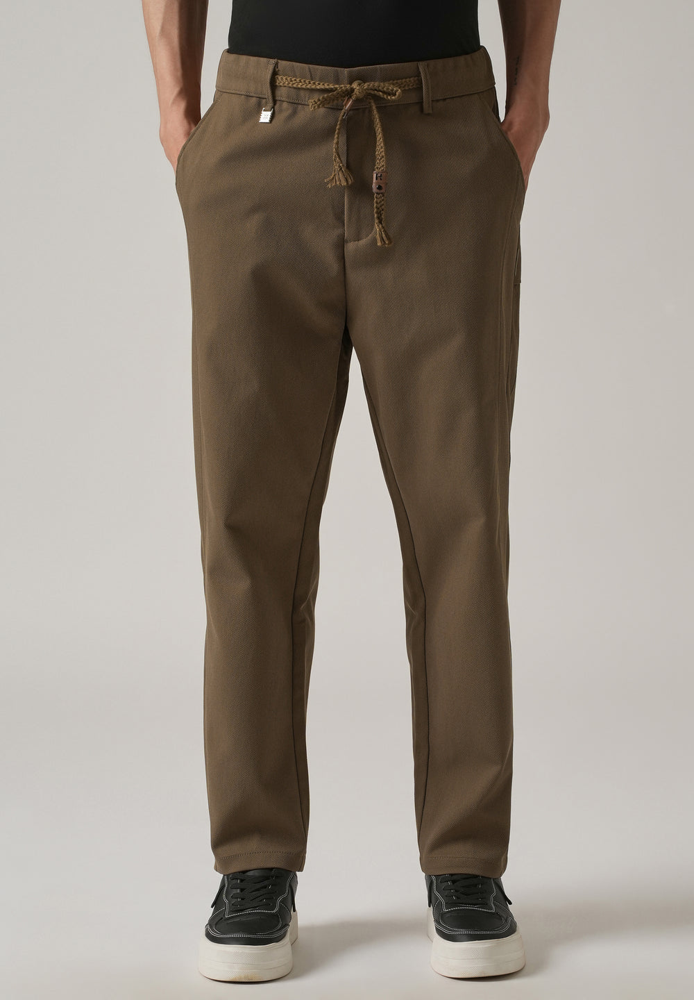 Brown Relaxed Fit Tie Waist Pant