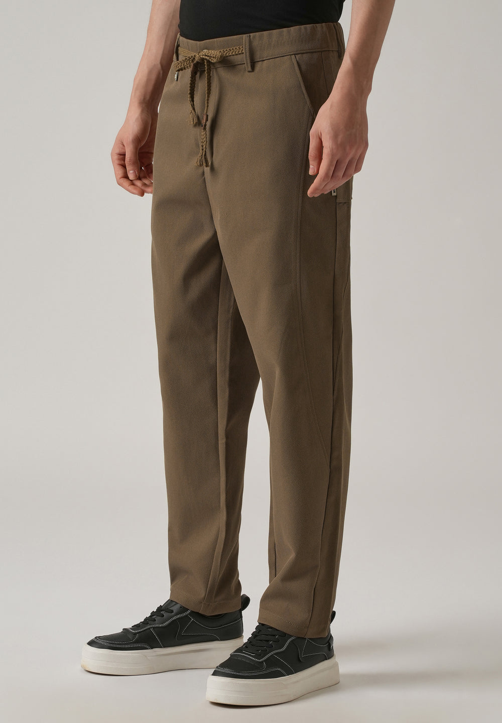 Brown Relaxed Fit Tie Waist Pant