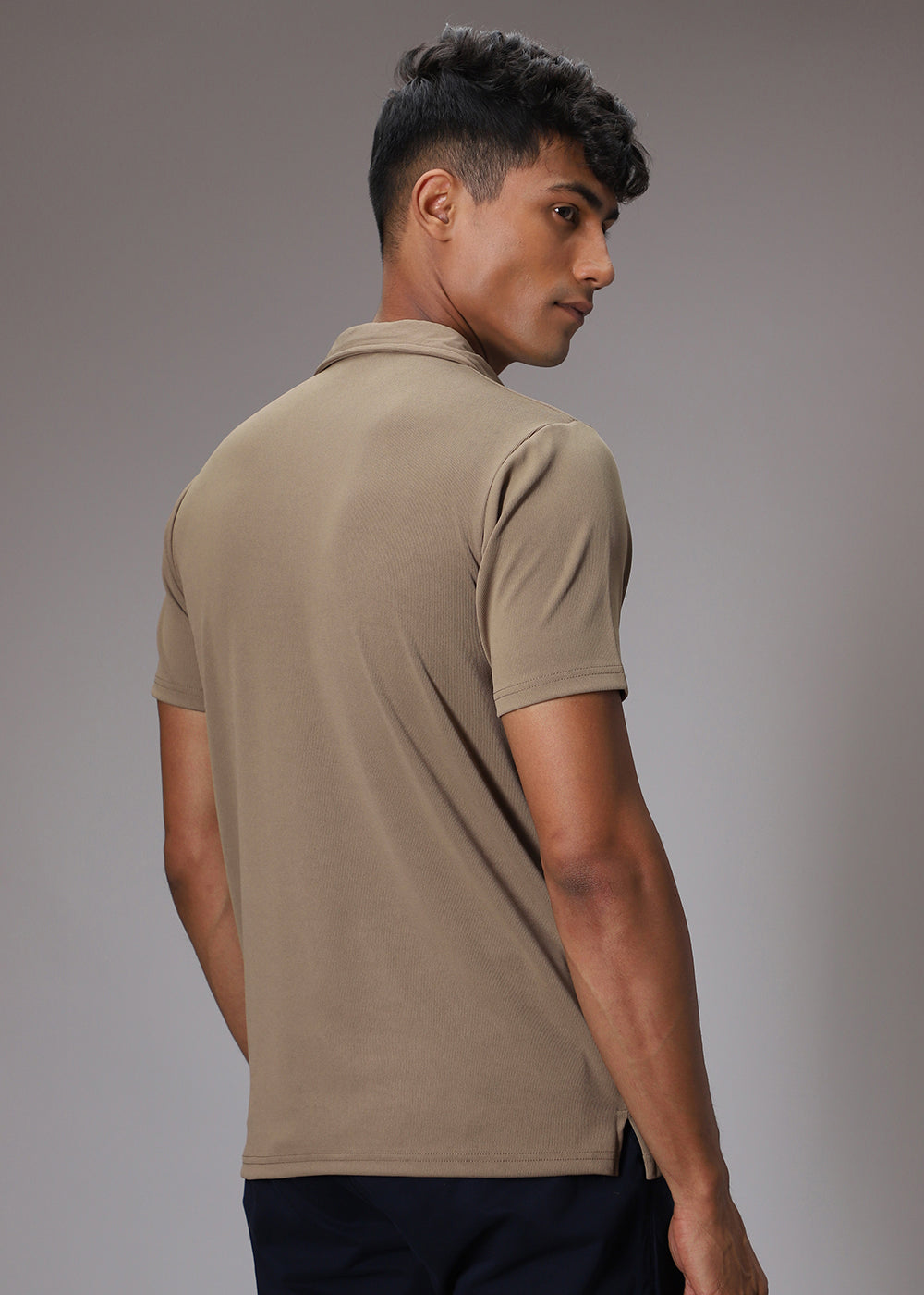 Brown Ribbed Polo T-shirt