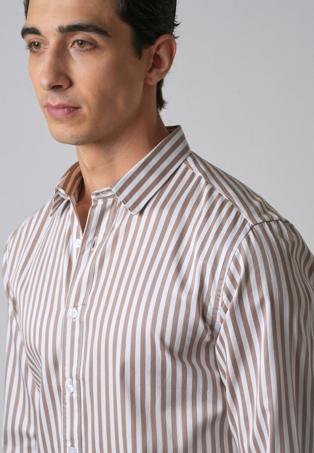 Brown Satin Pin Stripe Shirt