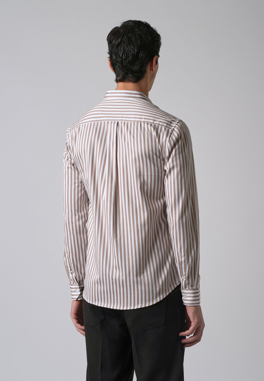 Brown Satin Pin Stripe Shirt