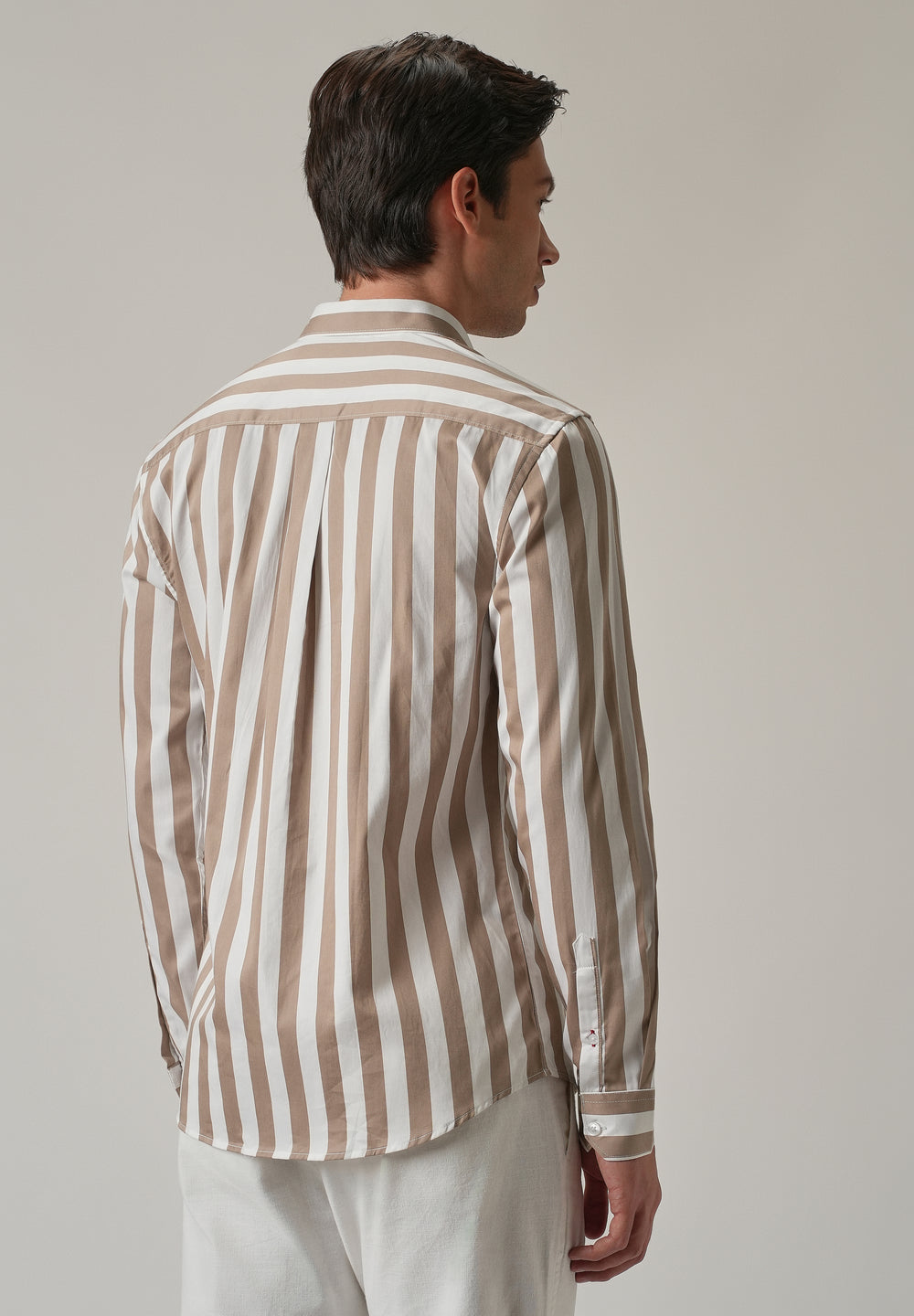 Brown Satin Striped Shirt