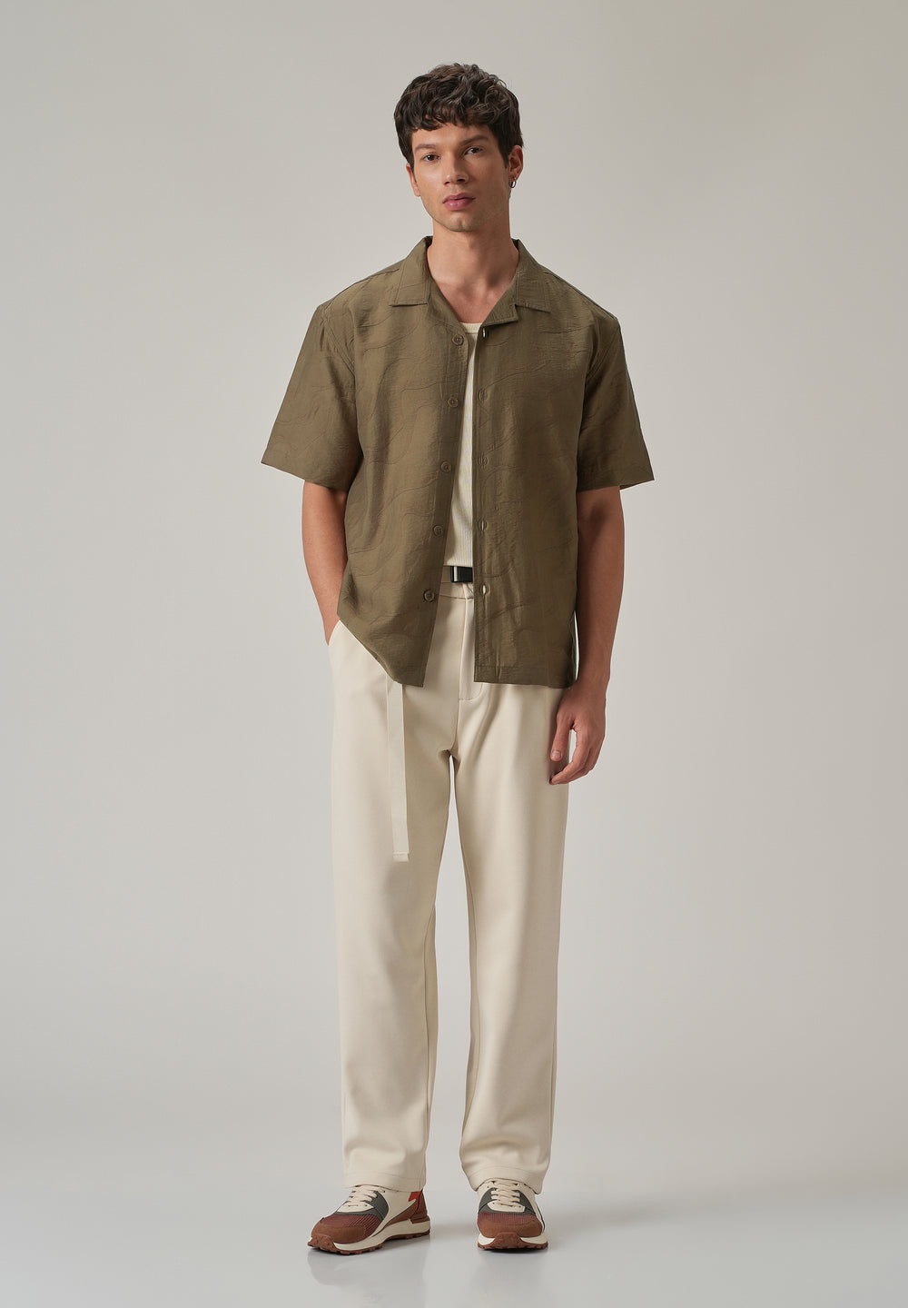 Brown Self Pattern Shirt
