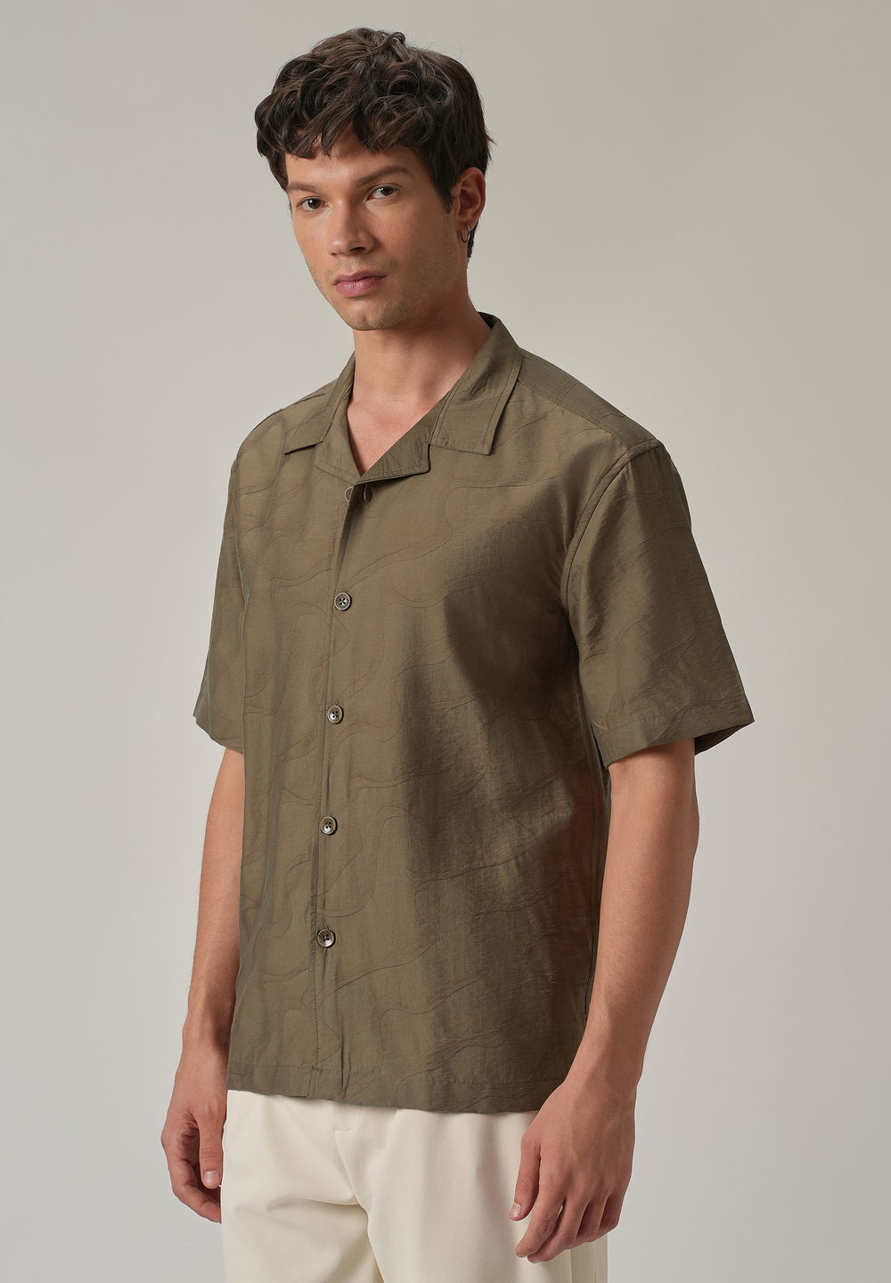 Brown Self Pattern Shirt