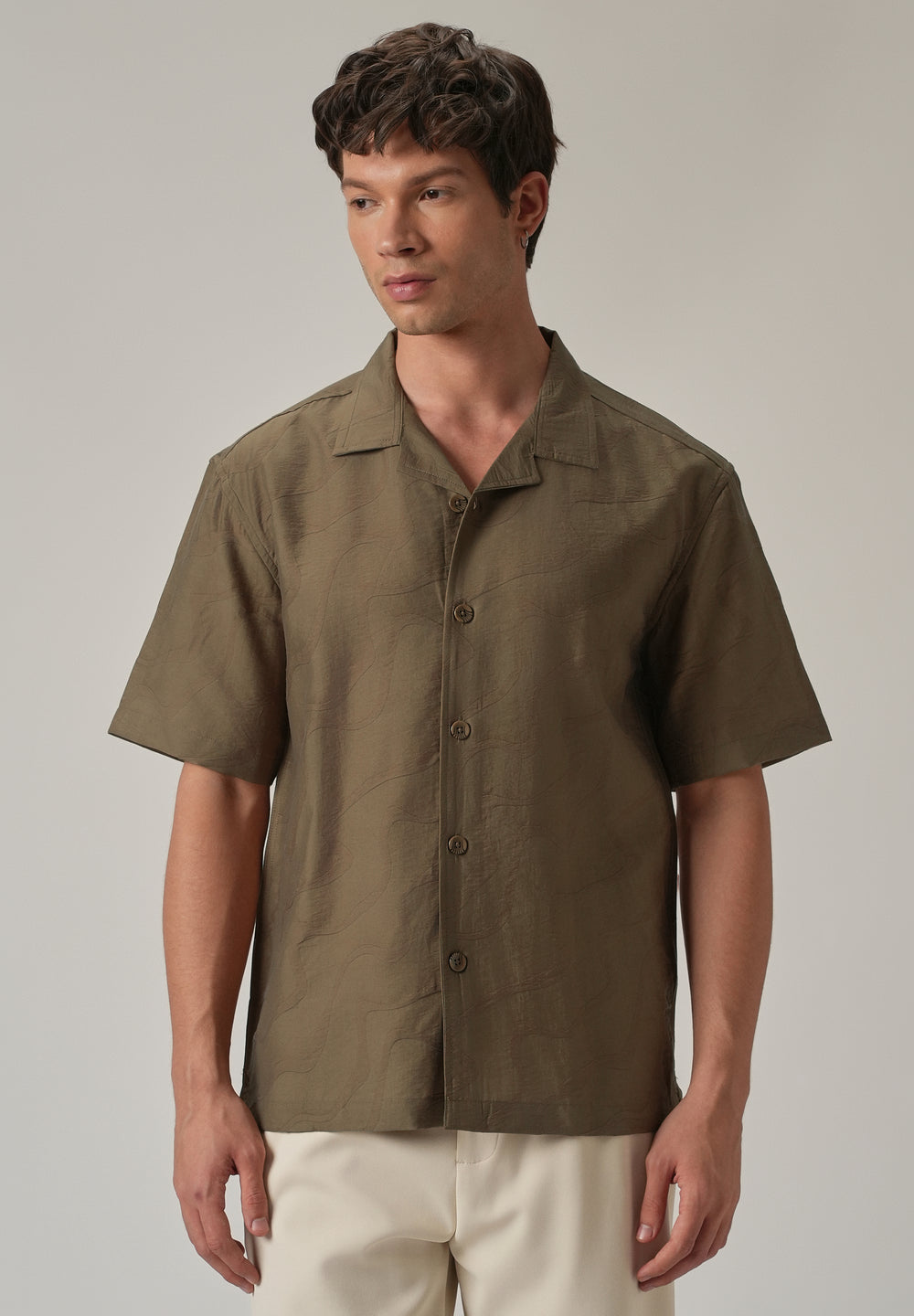 Brown Self Pattern Shirt
