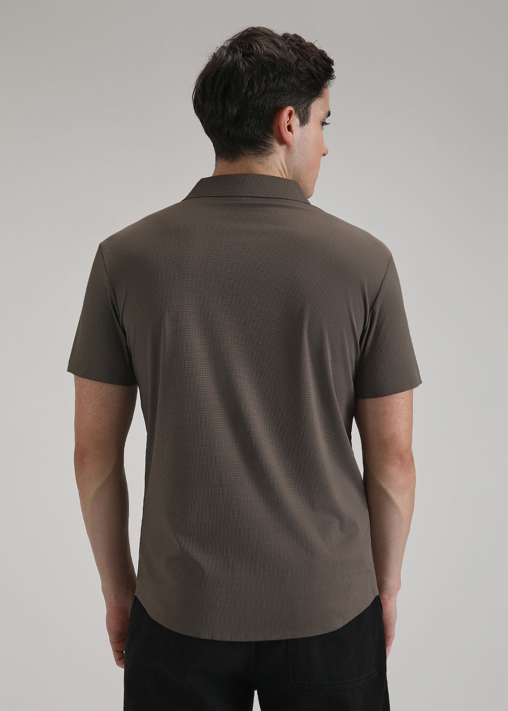 Brown Self Patterned Stitchless Shirt