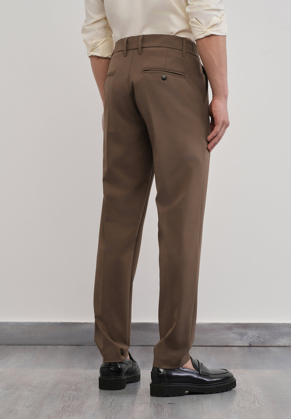 Brown Semi-Elastic Slim Fit Trouser