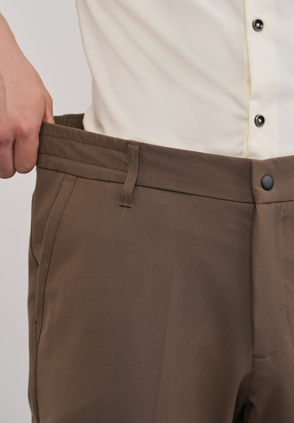 Brown Semi-Elastic Slim Fit Trouser