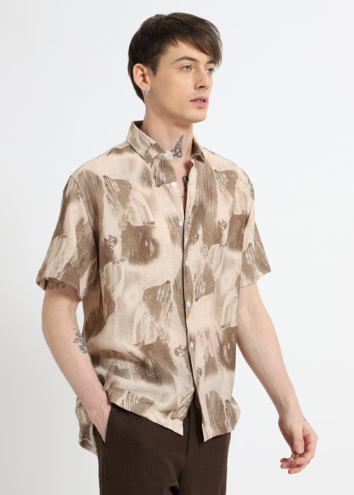 Brown Soft Stroke Printed Shirt