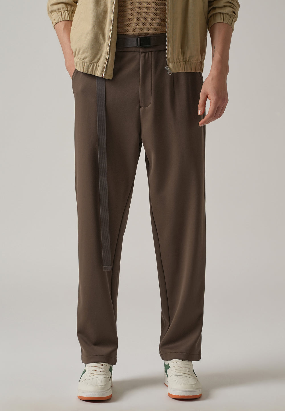 Brown Stretch Elasticated Pant