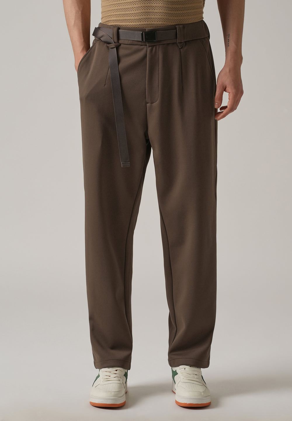 Brown Stretch Elasticated Pant