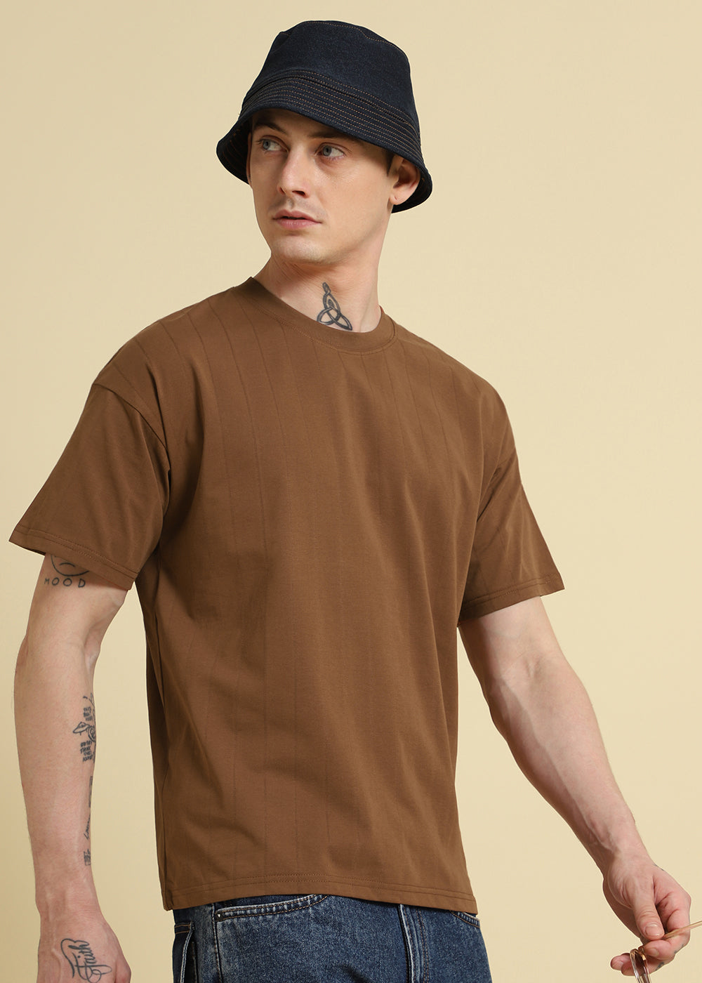 Brown Striped Oversized T-shirt