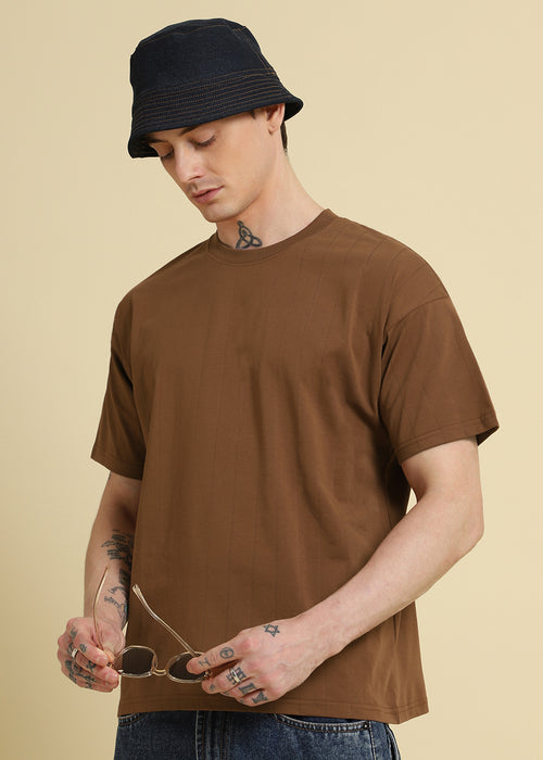 Brown Striped Oversized T-shirt