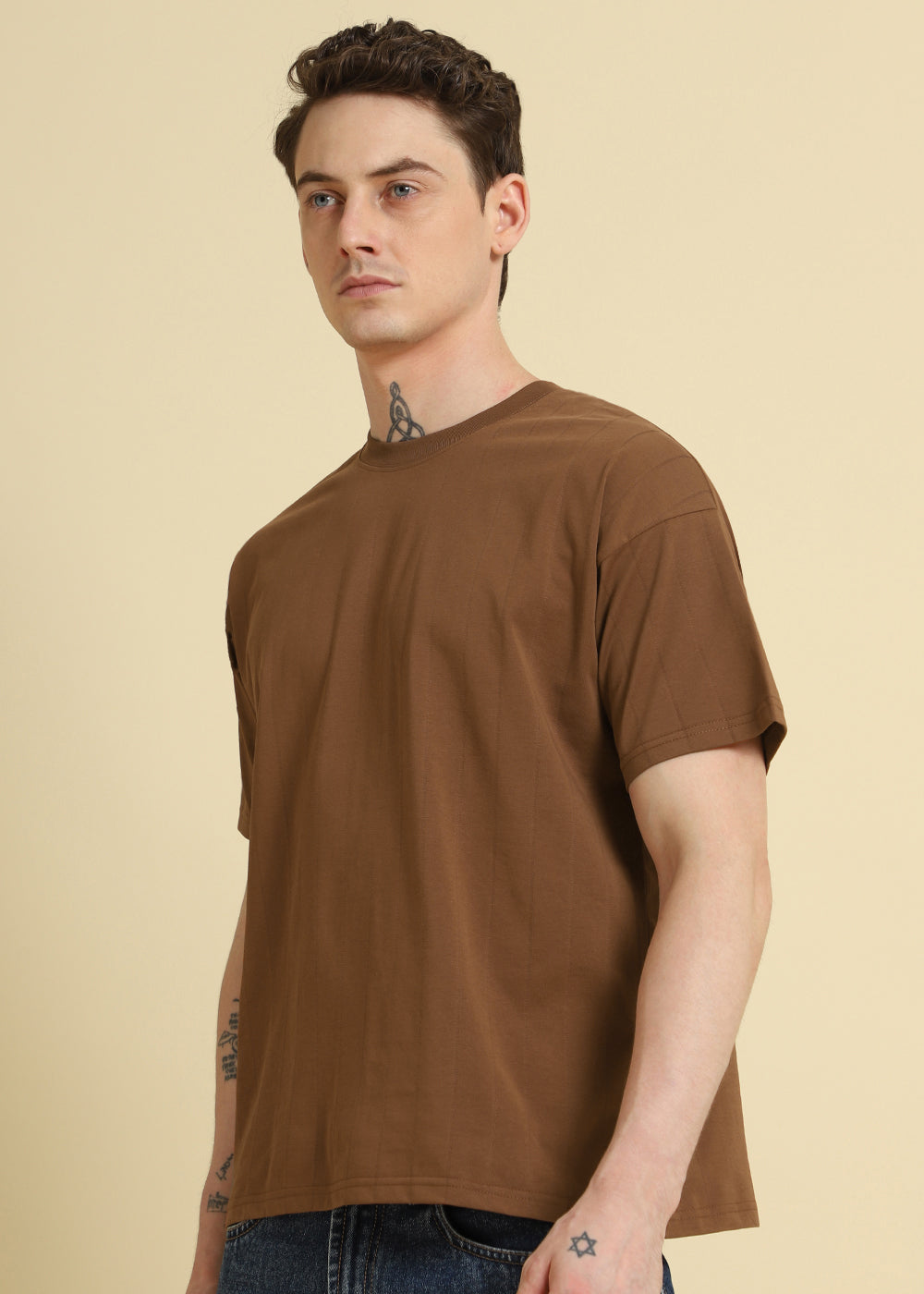 Brown Striped Oversized T-shirt