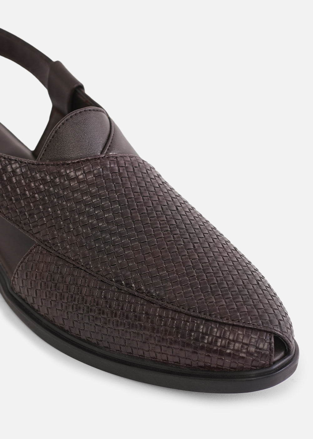 Brown Textured Back Strap Comfort Sandals