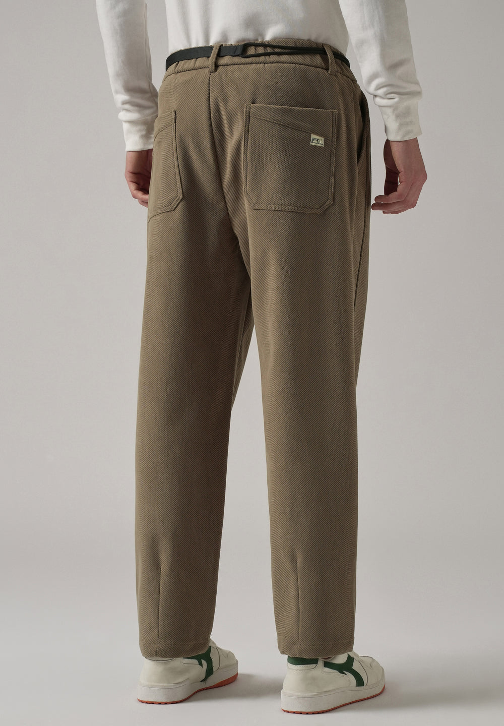 Brown Textured Corduroy Belt Pant