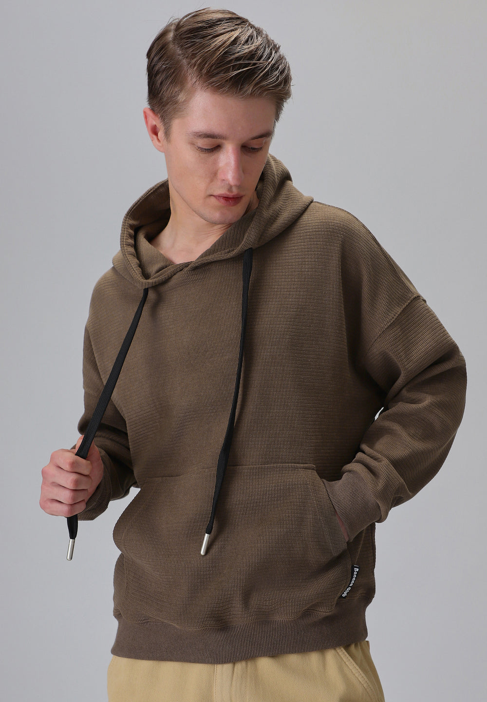 Brown Textured Hoodie