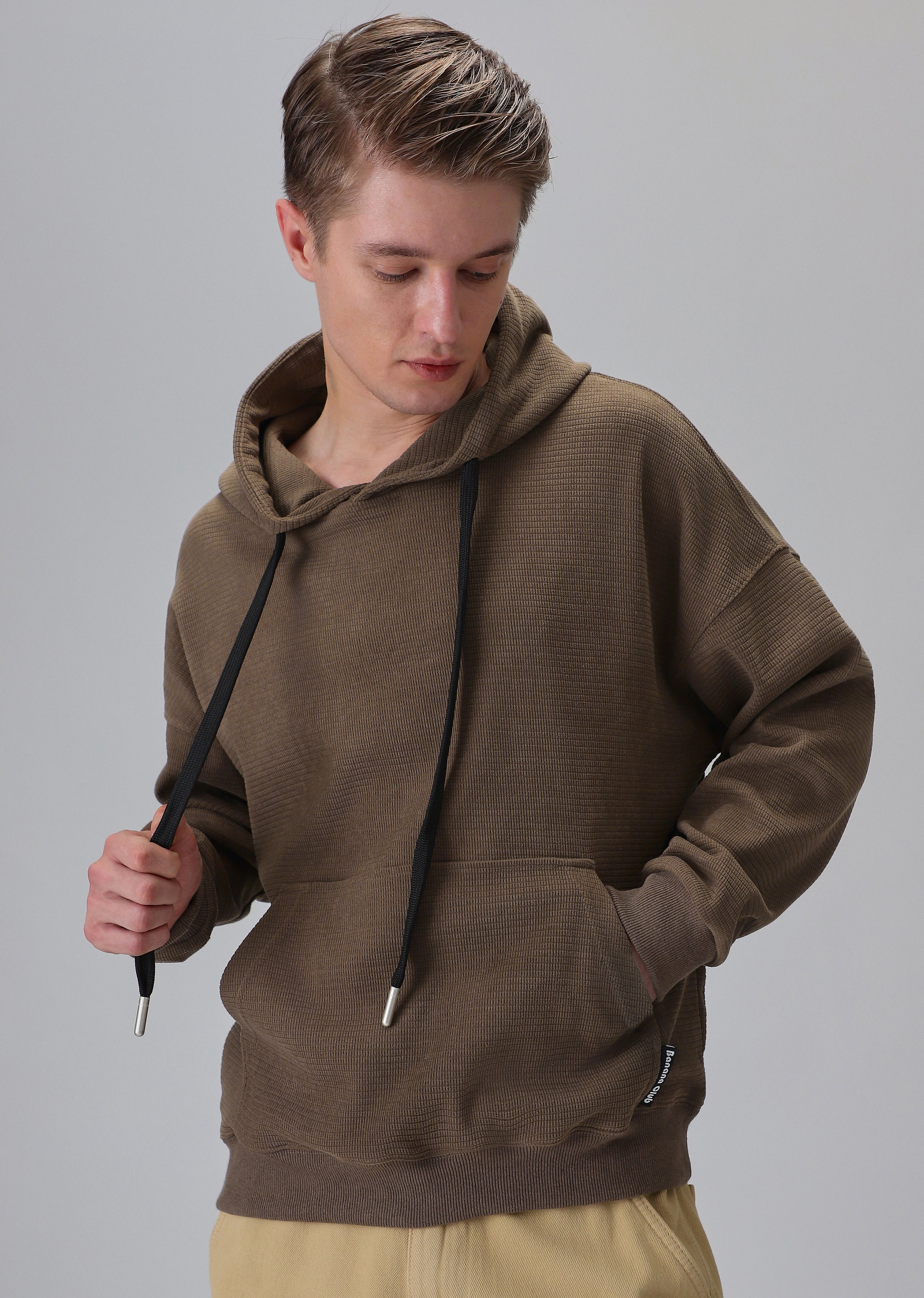 Brown Textured Hoodie