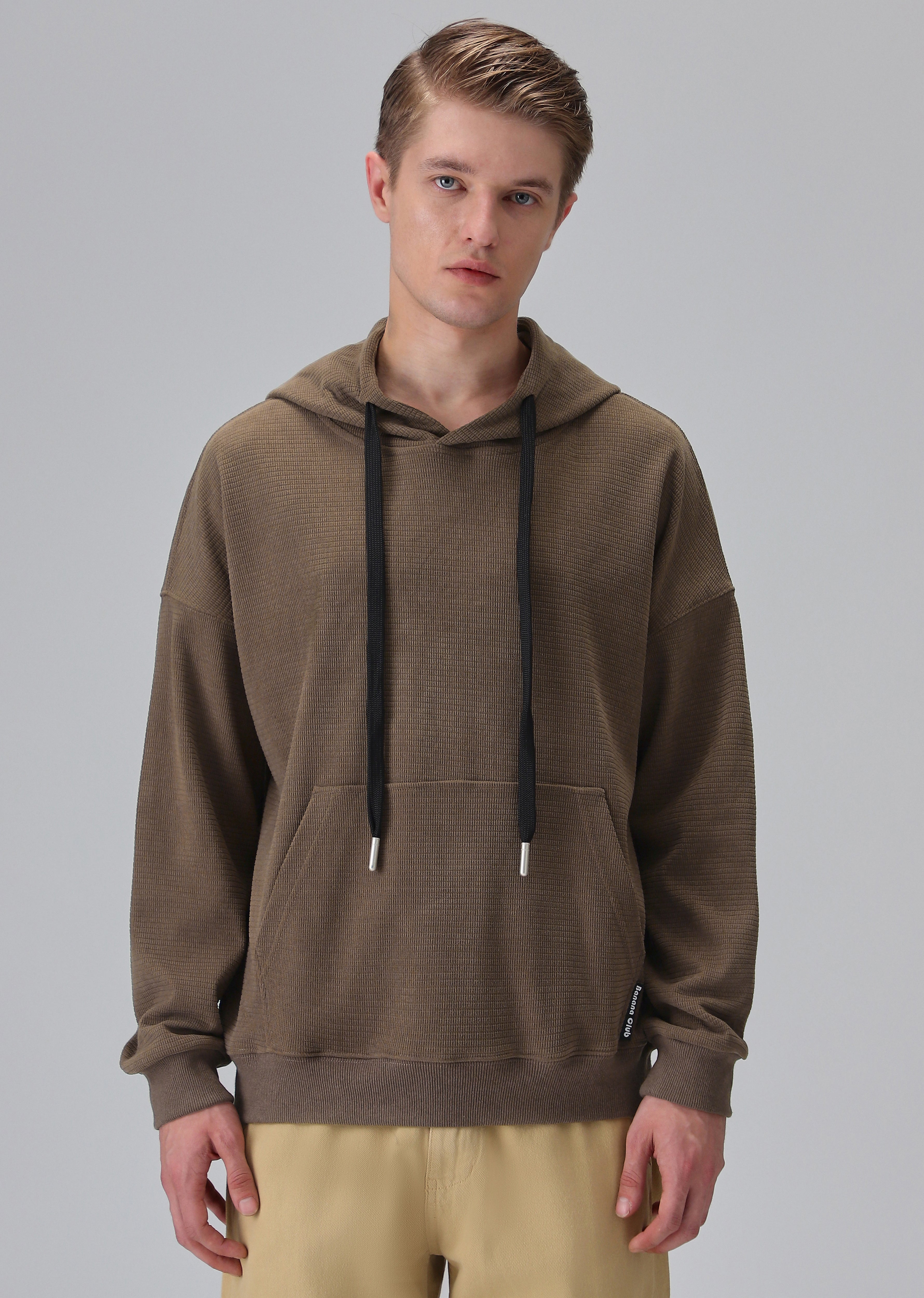 Brown Textured Hoodie