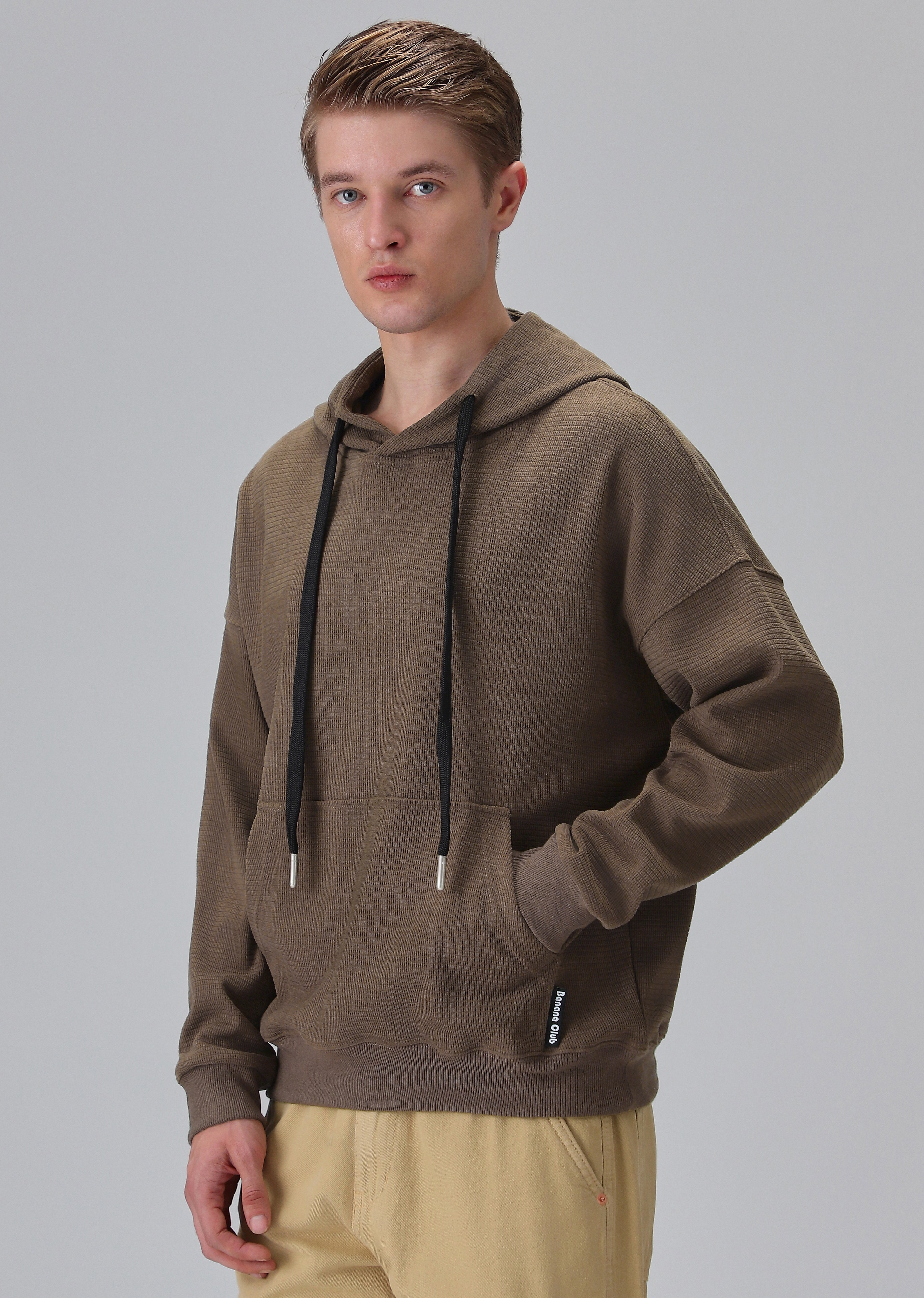 Brown Textured Hoodie