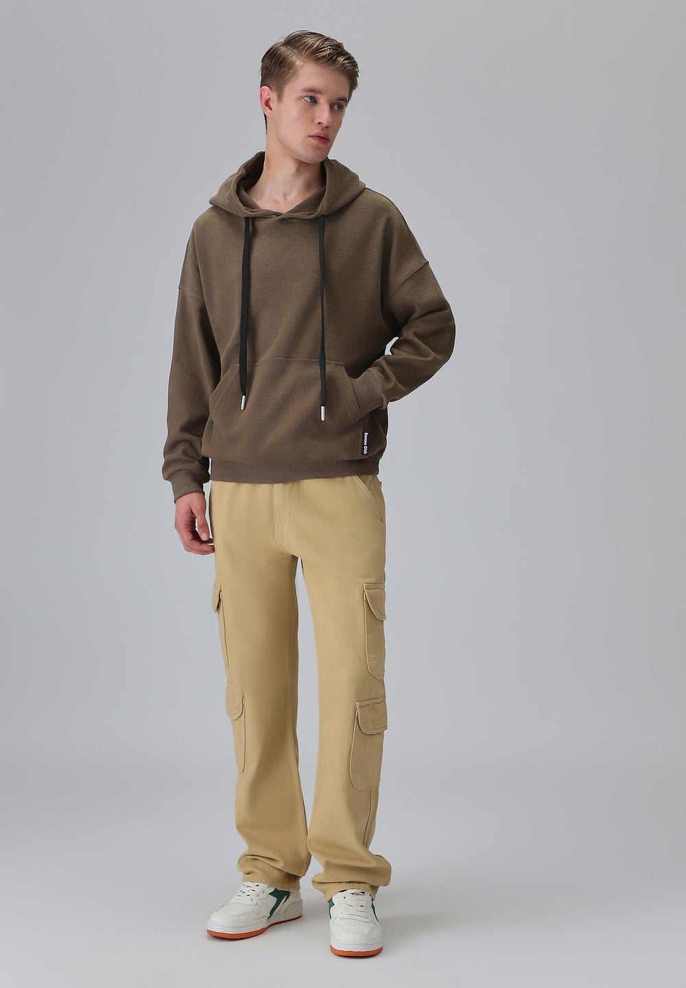 Brown Textured Hoodie
