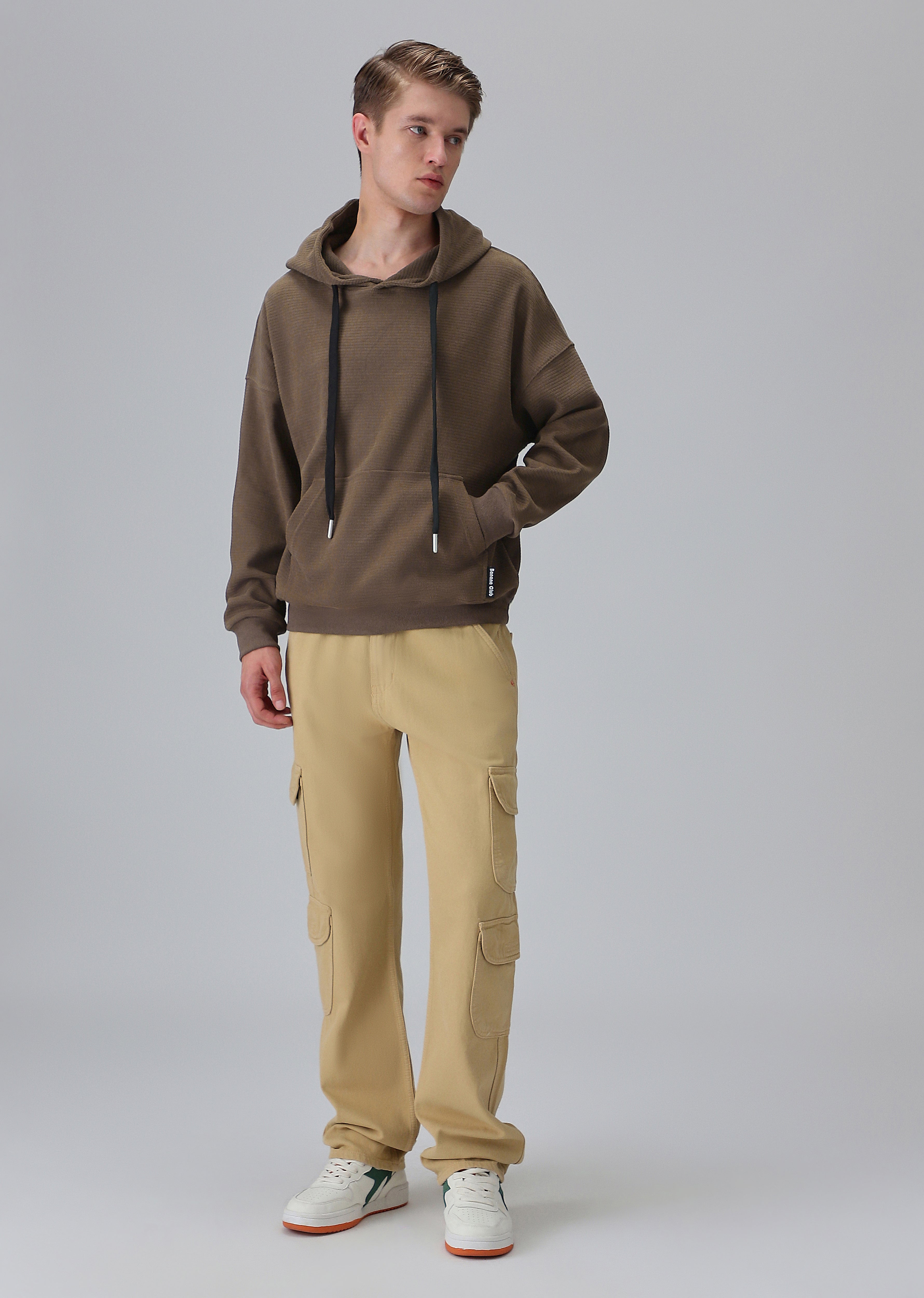 Brown Textured Hoodie