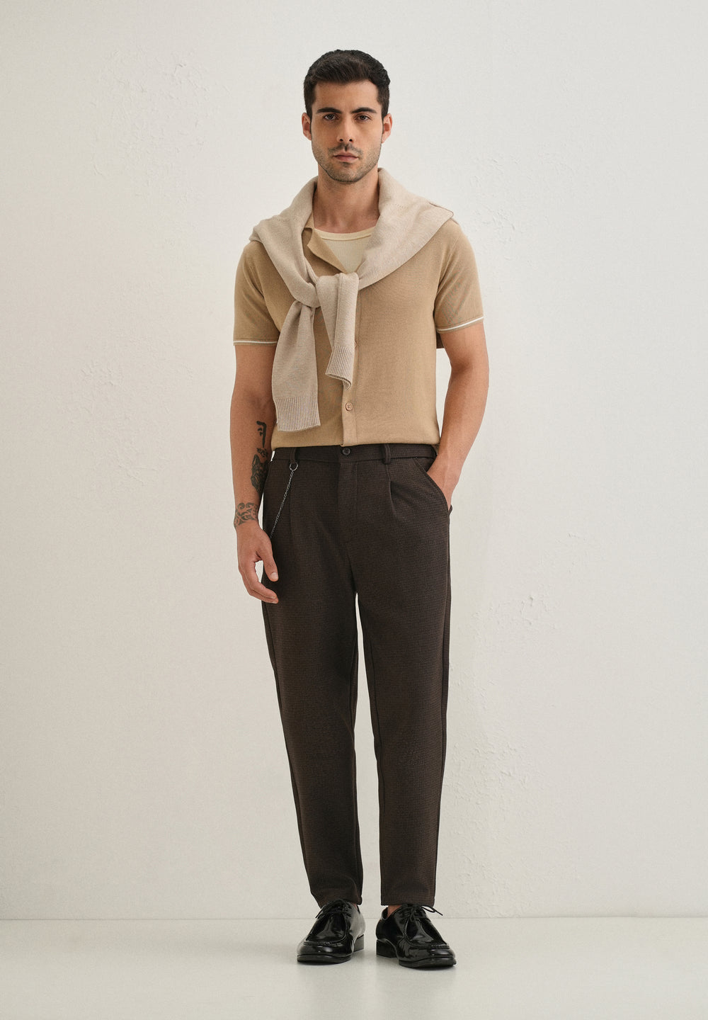 Brown Textured Korean Pant