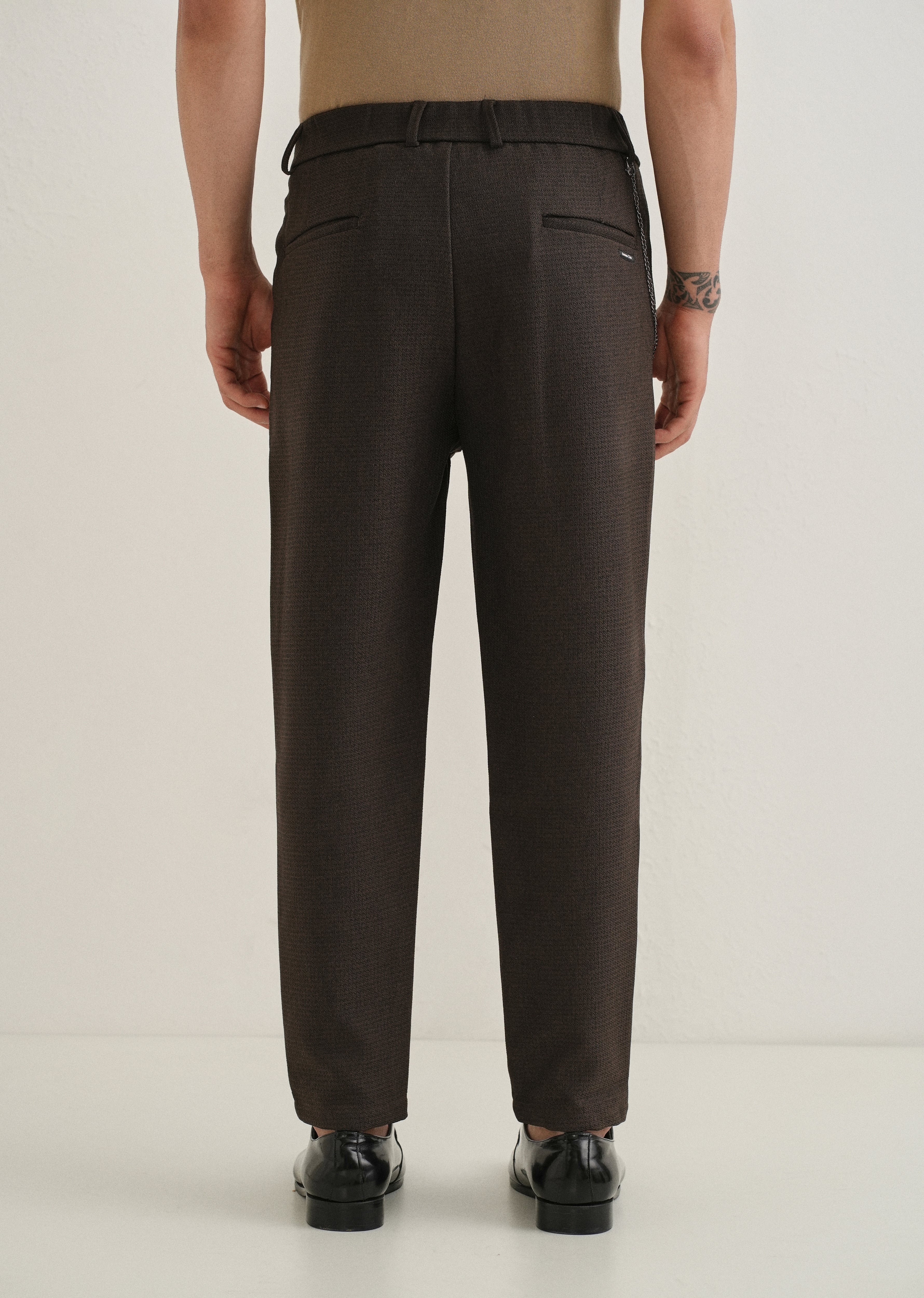 Brown Textured Korean Pant