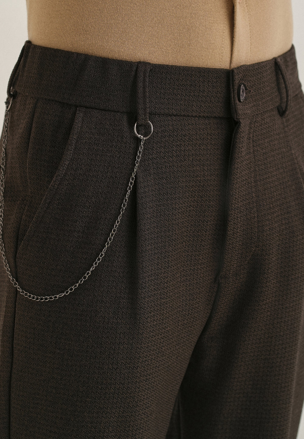 Brown Textured Korean Pant